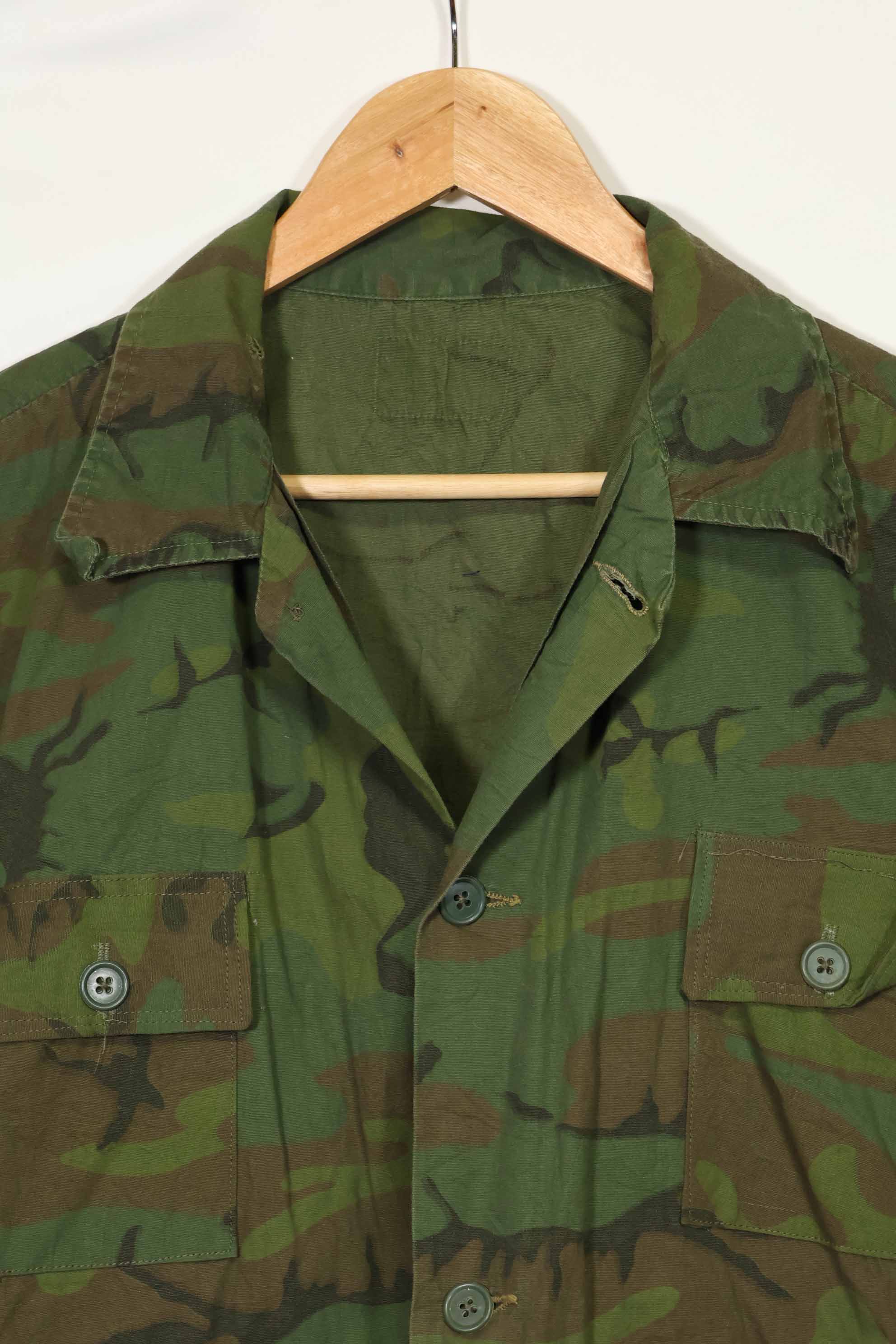 1960年代〜70年代 薄手生地 ハンティングシャツ インビジブルリーフ迷彩 半袖カスタム 中古品