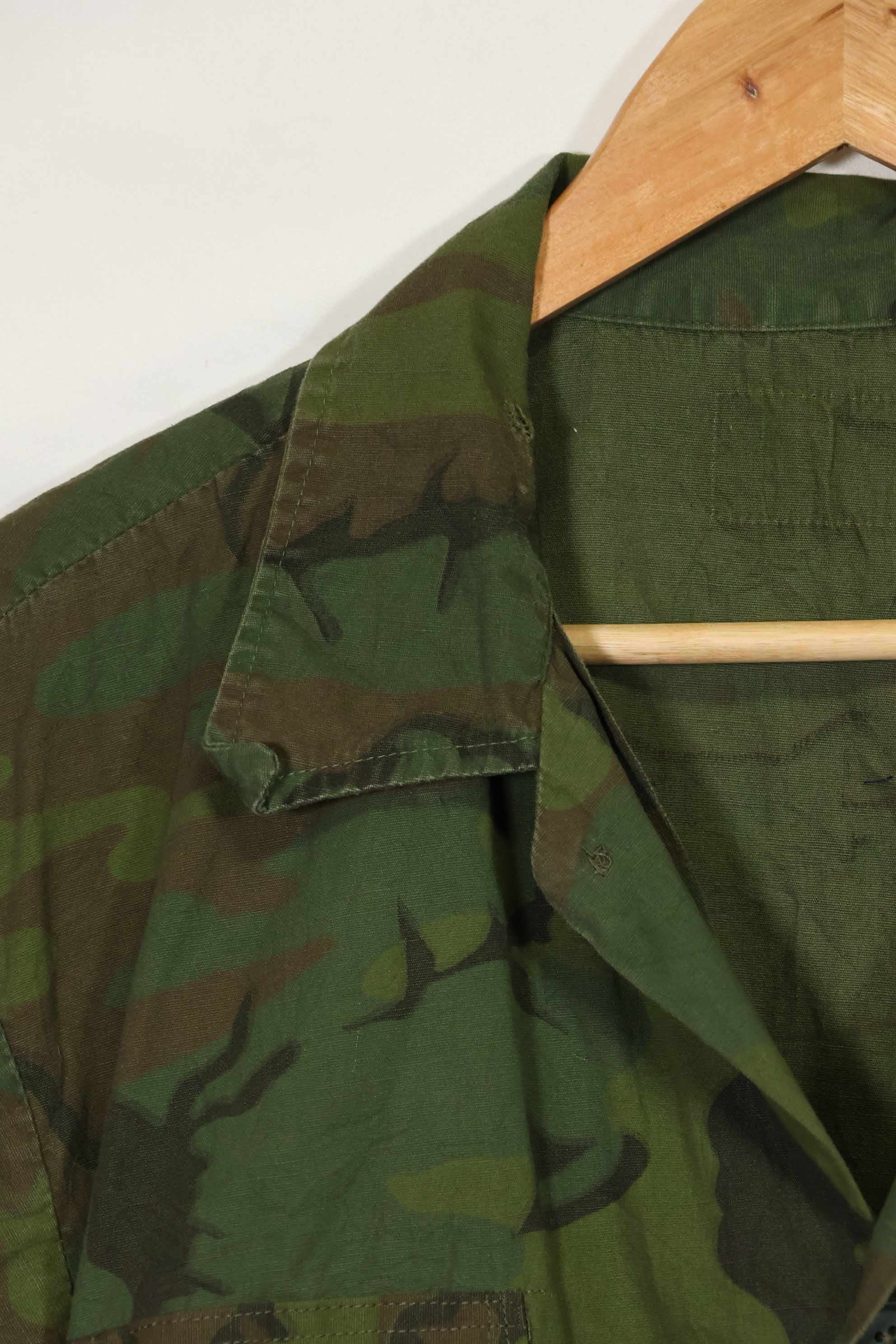 1960年代〜70年代 薄手生地 ハンティングシャツ インビジブルリーフ迷彩 半袖カスタム 中古品