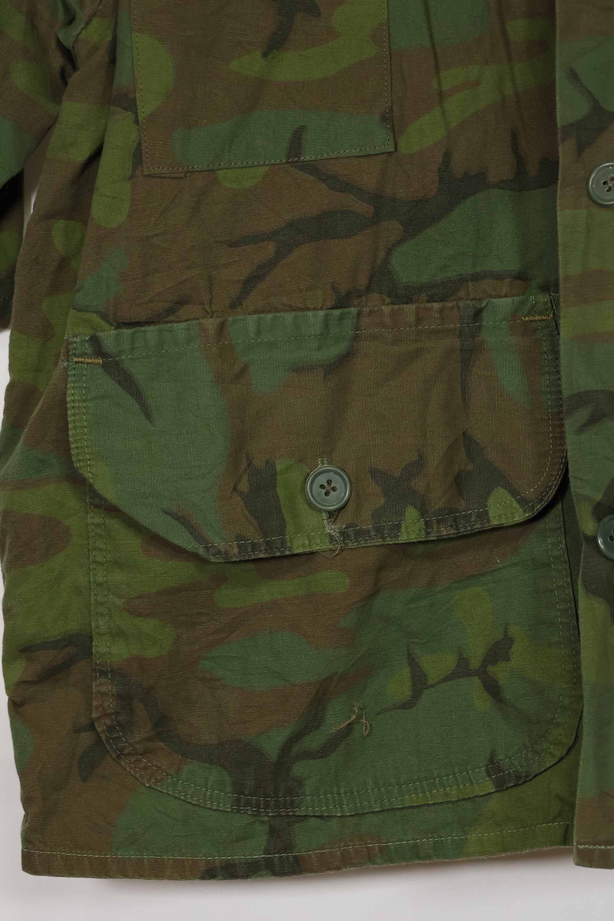1960年代〜70年代 薄手生地 ハンティングシャツ インビジブルリーフ迷彩 半袖カスタム 中古品