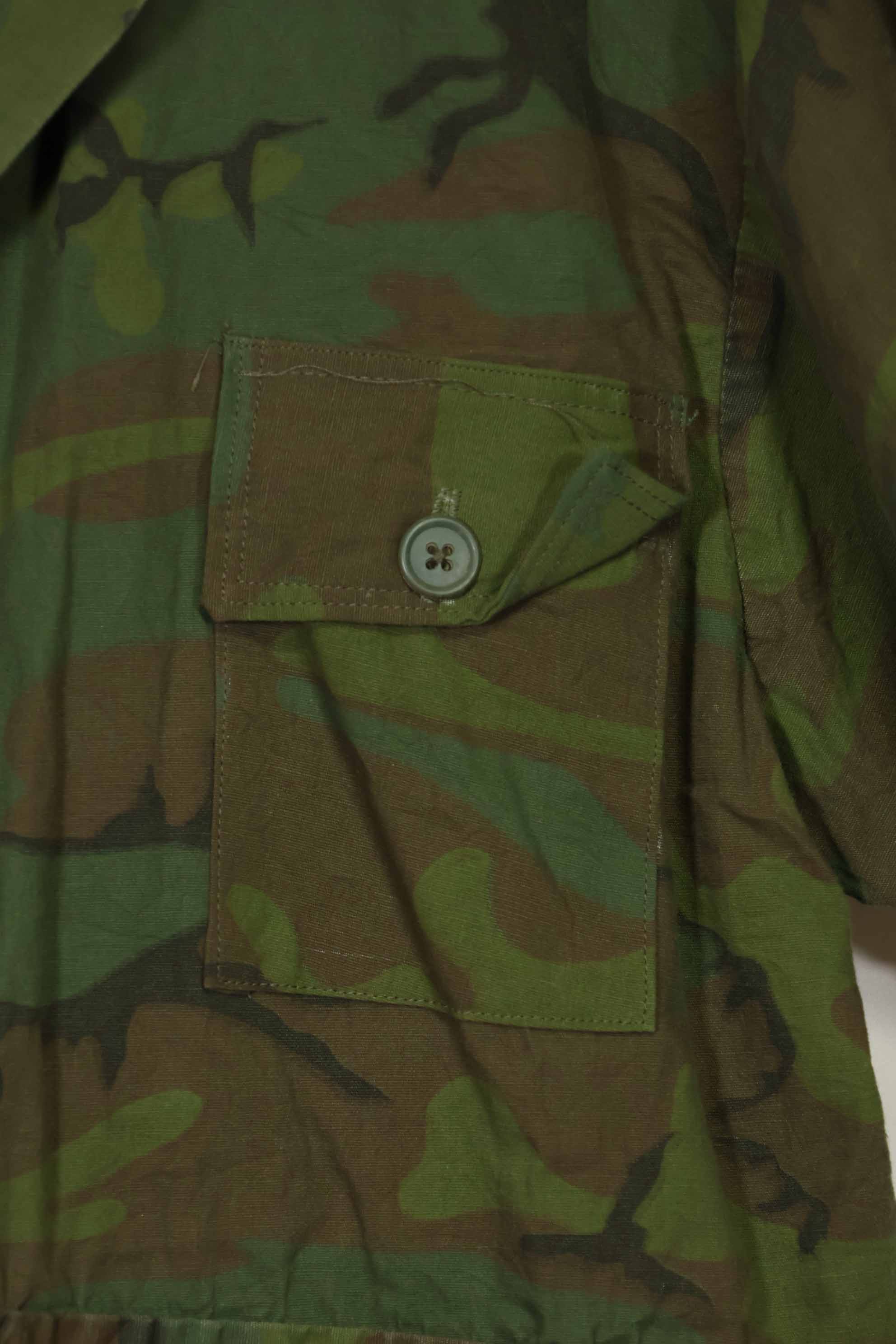 1960年代〜70年代 薄手生地 ハンティングシャツ インビジブルリーフ迷彩 半袖カスタム 中古品