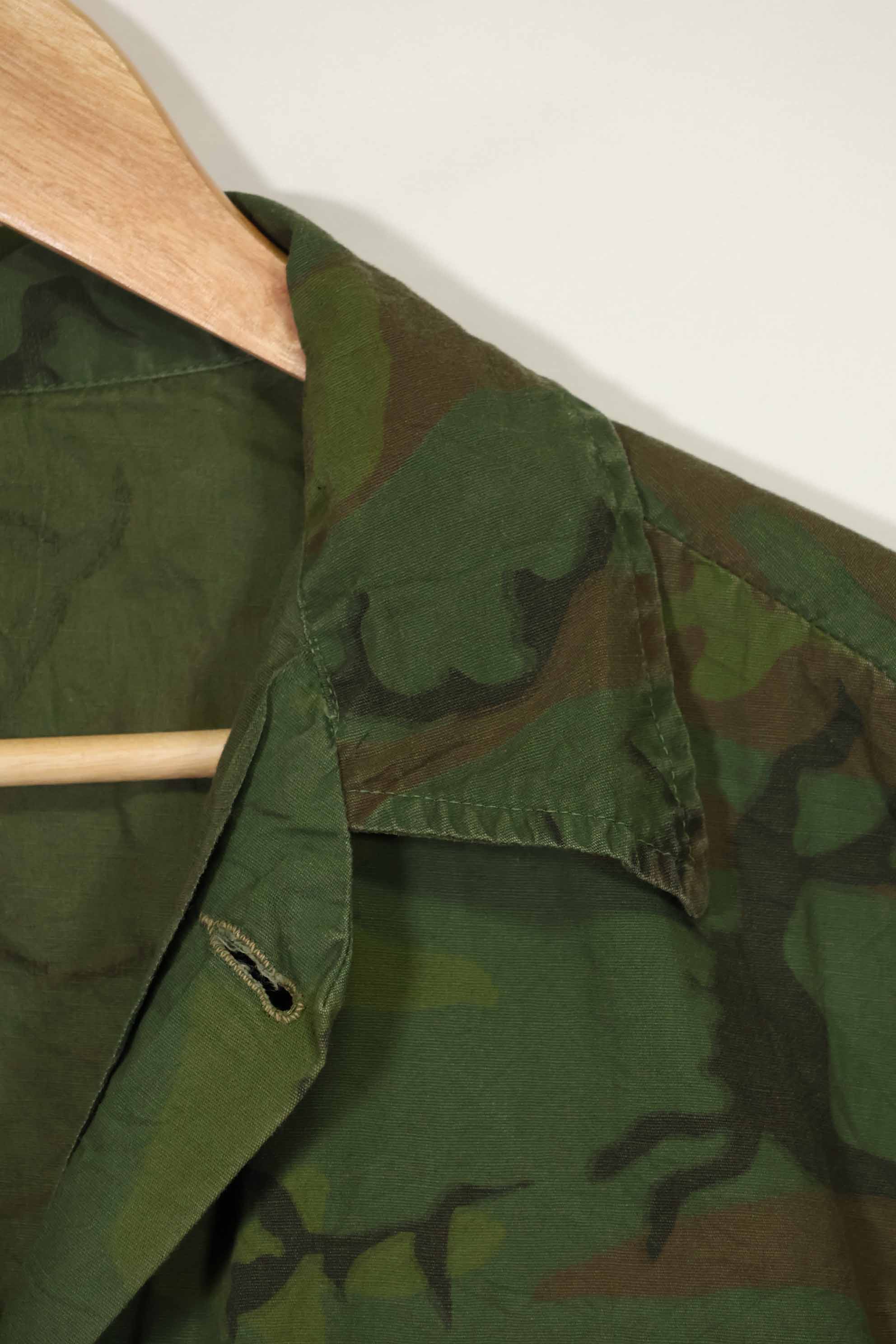 1960年代〜70年代 薄手生地 ハンティングシャツ インビジブルリーフ迷彩 半袖カスタム 中古品