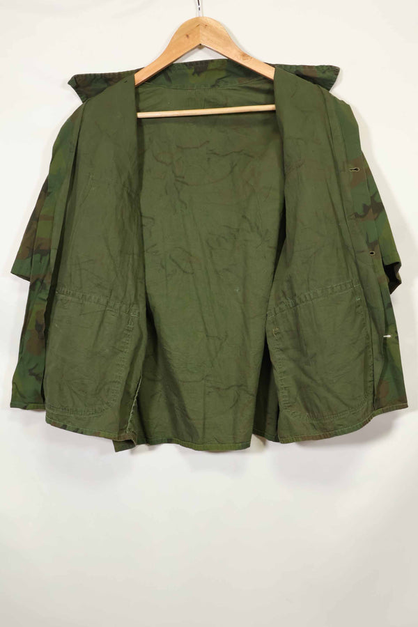 1960年代〜70年代 薄手生地 ハンティングシャツ インビジブルリーフ迷彩 半袖カスタム 中古品
