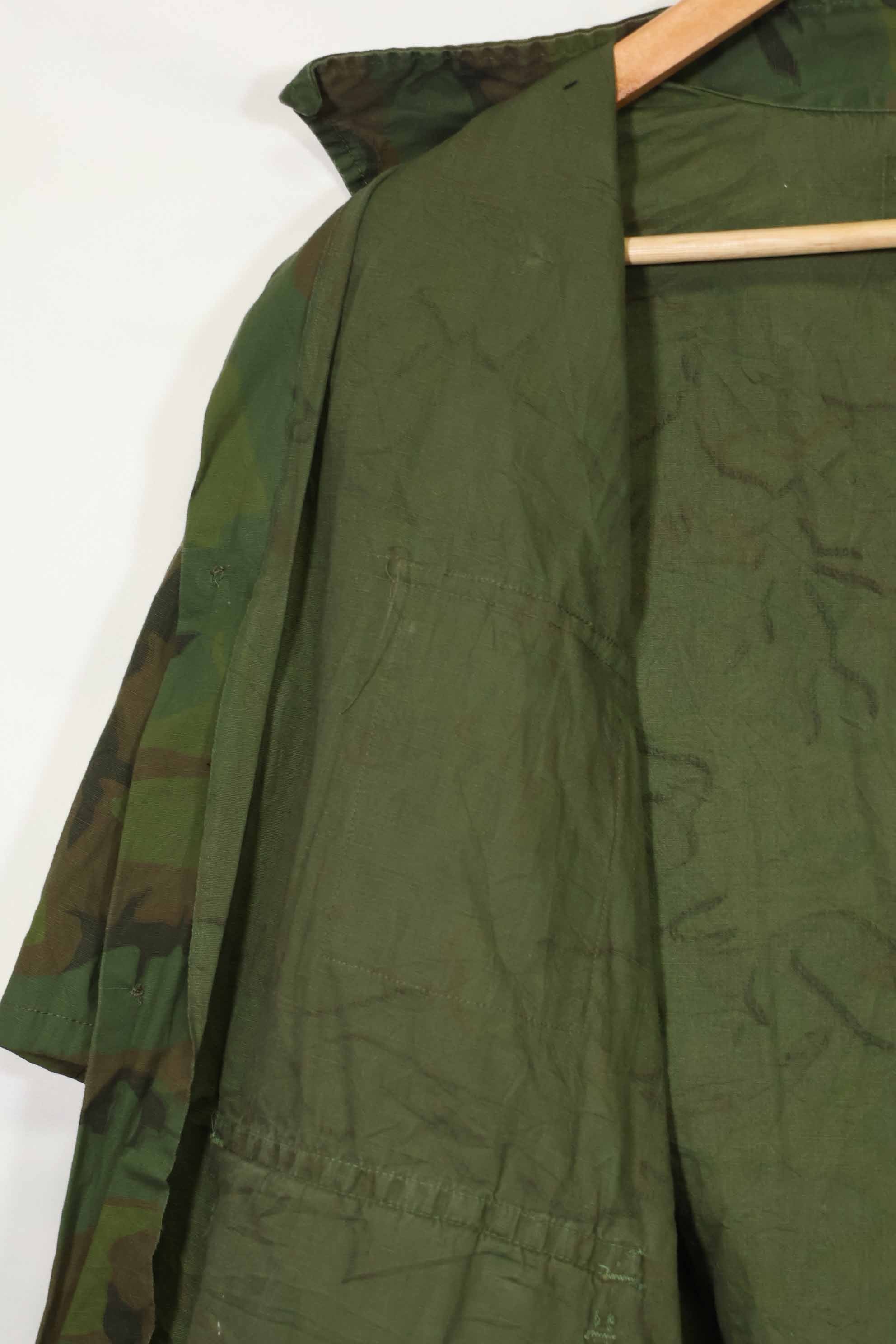 1960年代〜70年代 薄手生地 ハンティングシャツ インビジブルリーフ迷彩 半袖カスタム 中古品