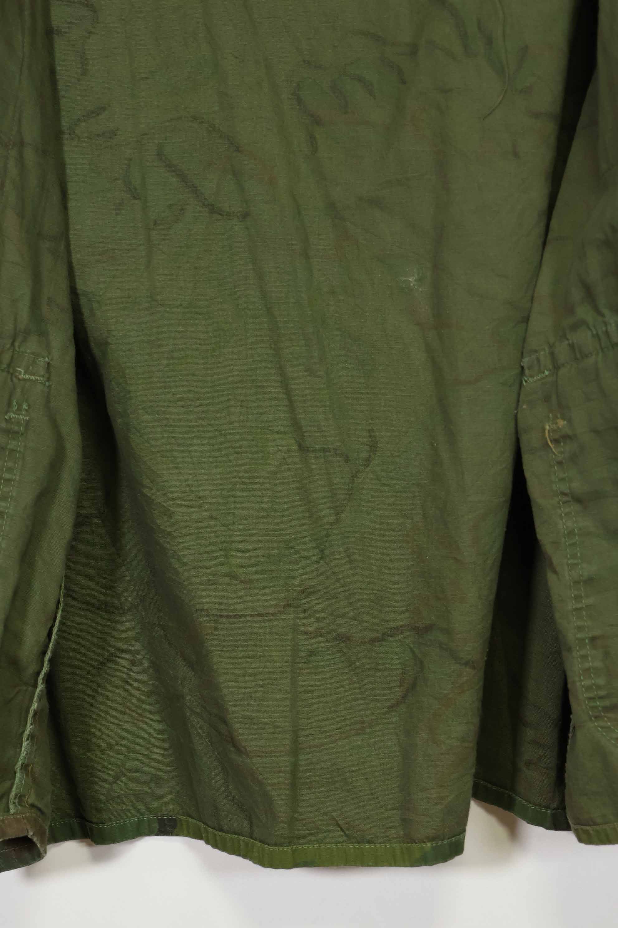 1960年代〜70年代 薄手生地 ハンティングシャツ インビジブルリーフ迷彩 半袖カスタム 中古品