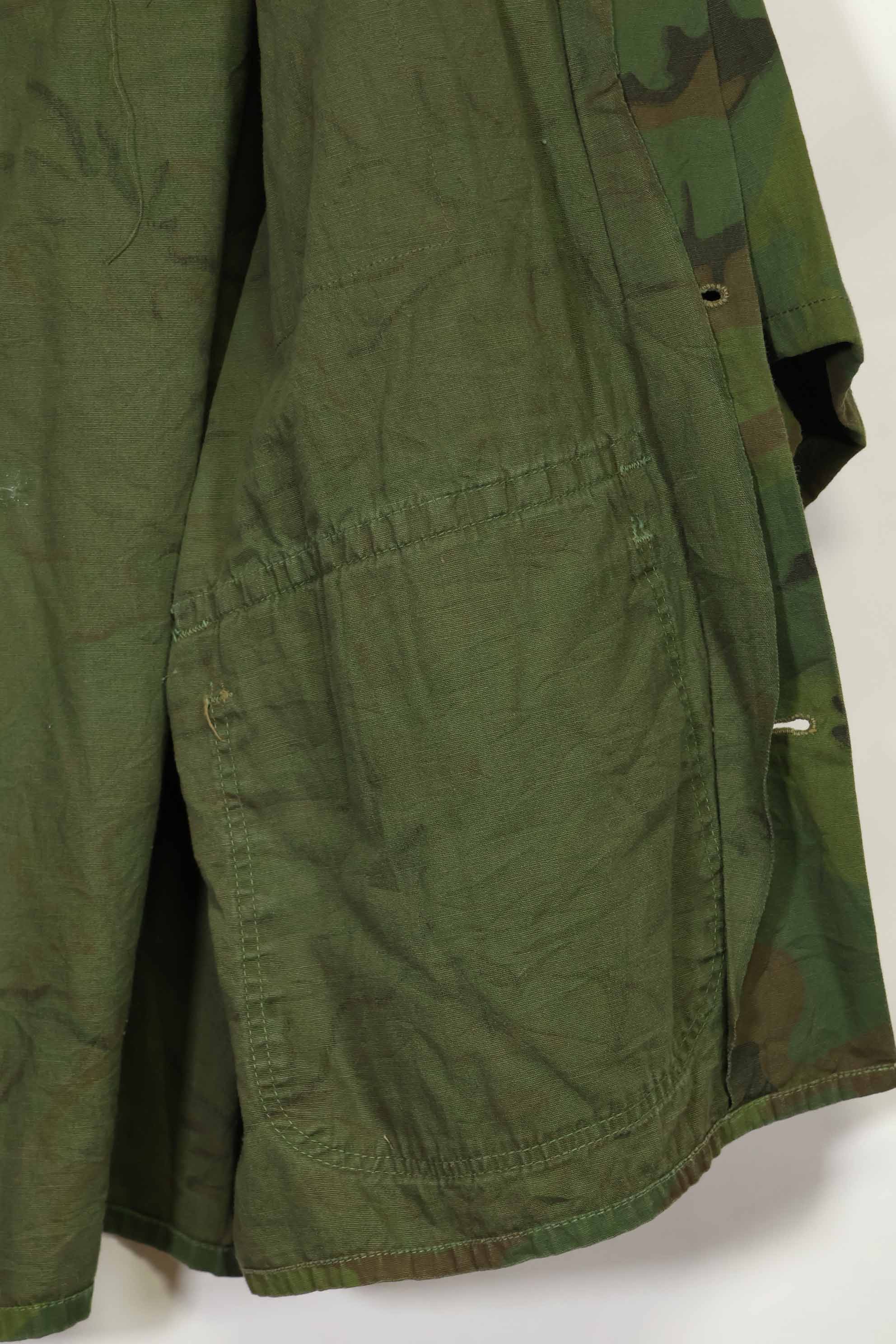 1960年代〜70年代 薄手生地 ハンティングシャツ インビジブルリーフ迷彩 半袖カスタム 中古品