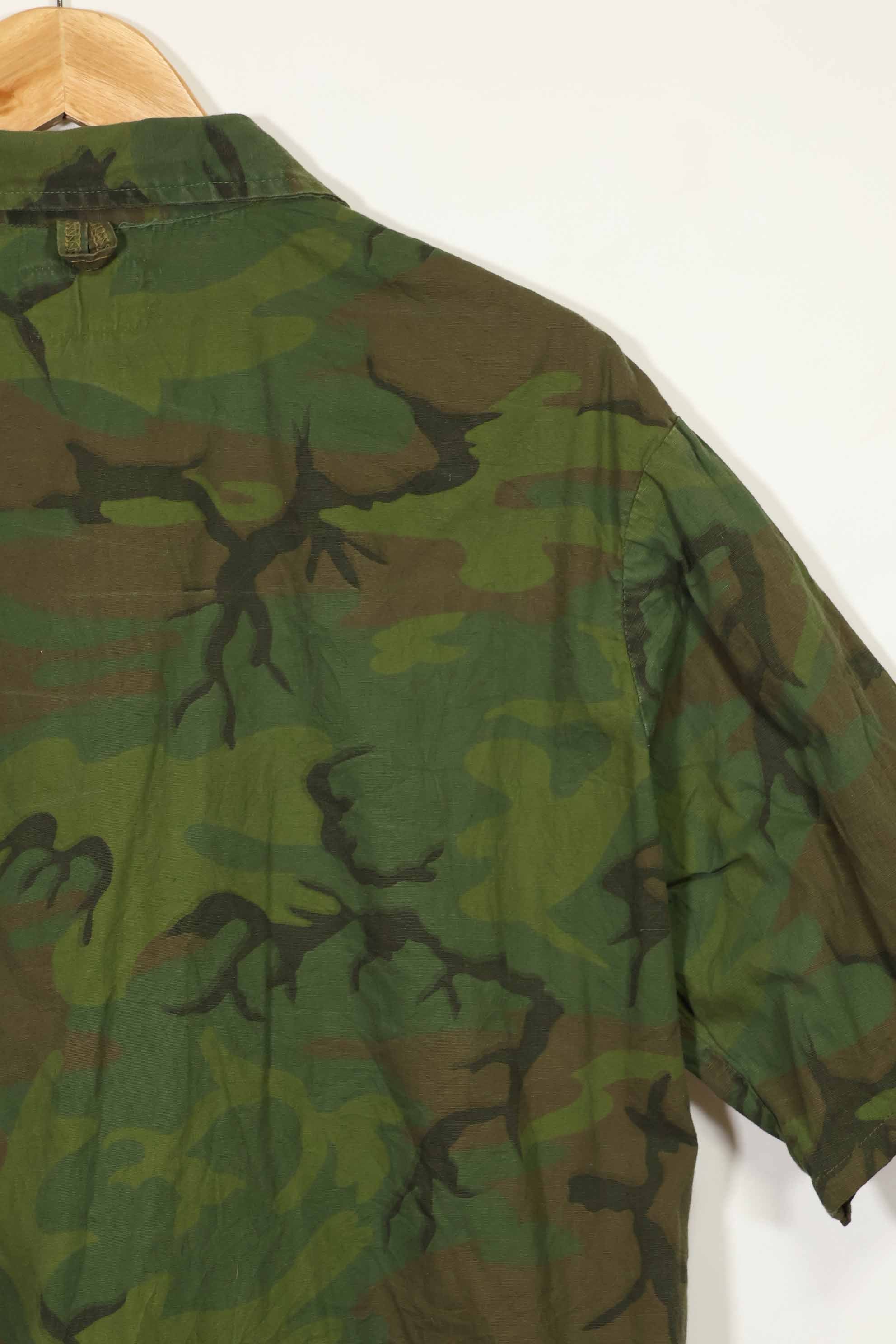 1960年代〜70年代 薄手生地 ハンティングシャツ インビジブルリーフ迷彩 半袖カスタム 中古品