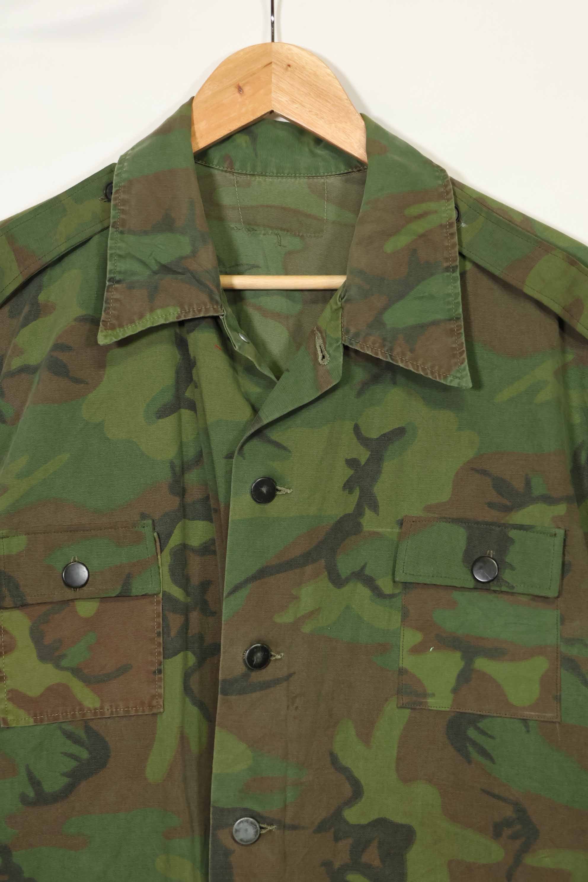 1960年代〜70年代 薄手生地 ハンティングシャツ インビジブルリーフ迷彩 半袖カスタム 中古品  B
