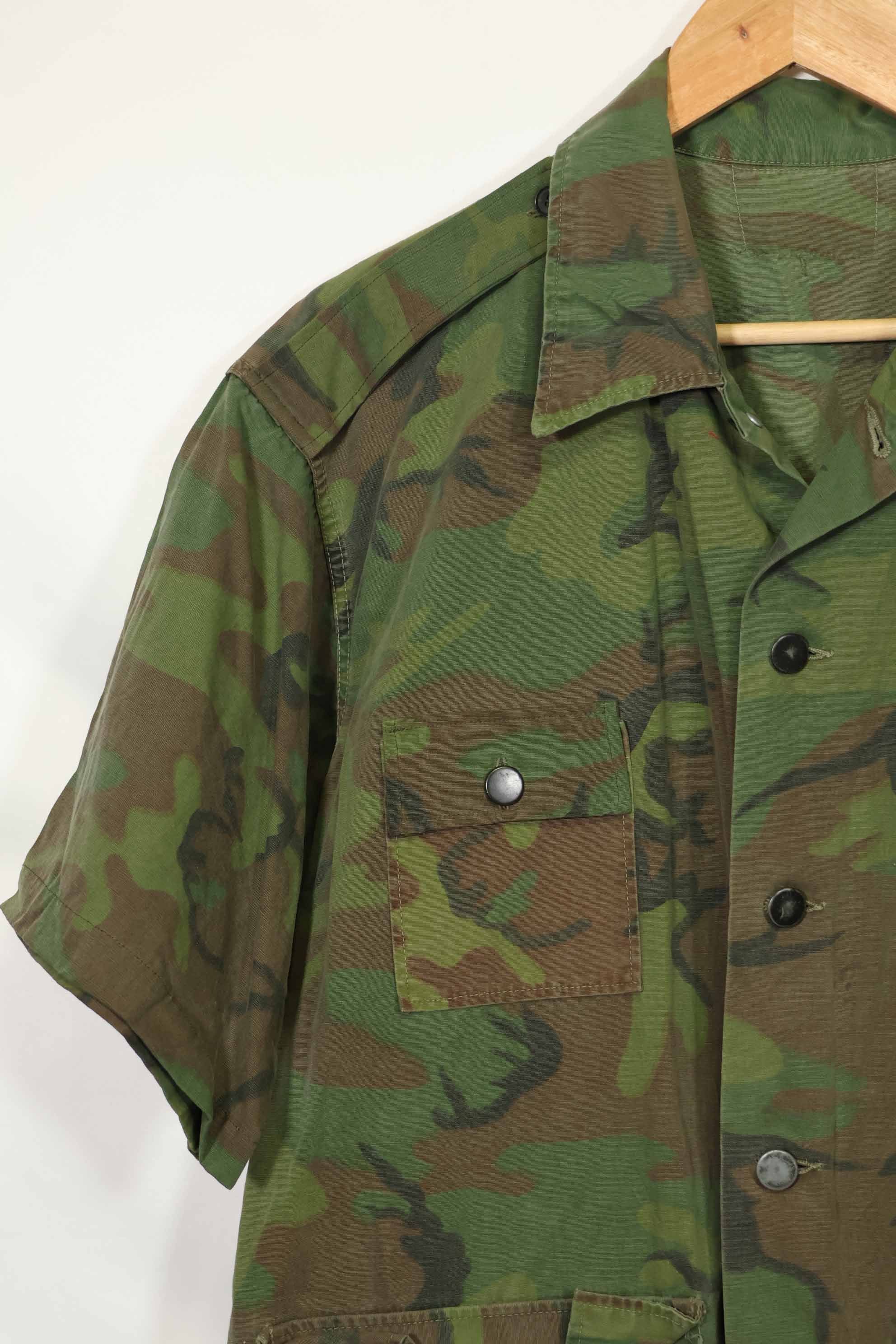 1960年代〜70年代 薄手生地 ハンティングシャツ インビジブルリーフ迷彩 半袖カスタム 中古品  B