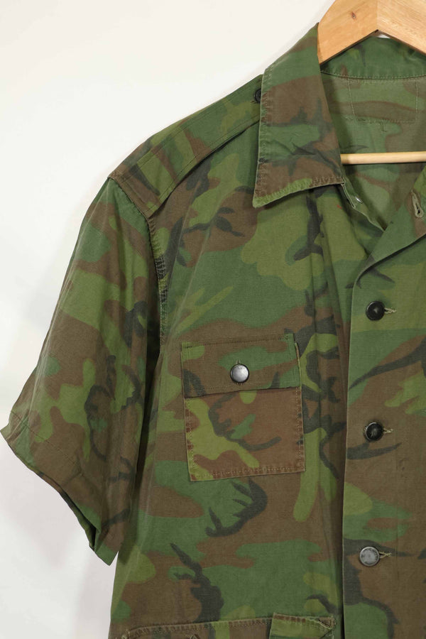 1960年代〜70年代 薄手生地 ハンティングシャツ インビジブルリーフ迷彩 半袖カスタム 中古品  B