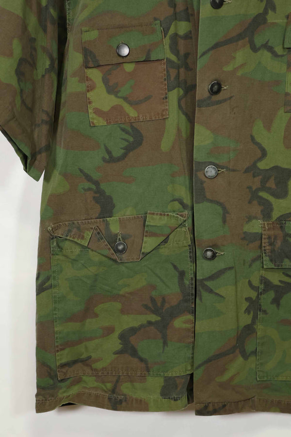 1960年代〜70年代 薄手生地 ハンティングシャツ インビジブルリーフ迷彩 半袖カスタム 中古品  B