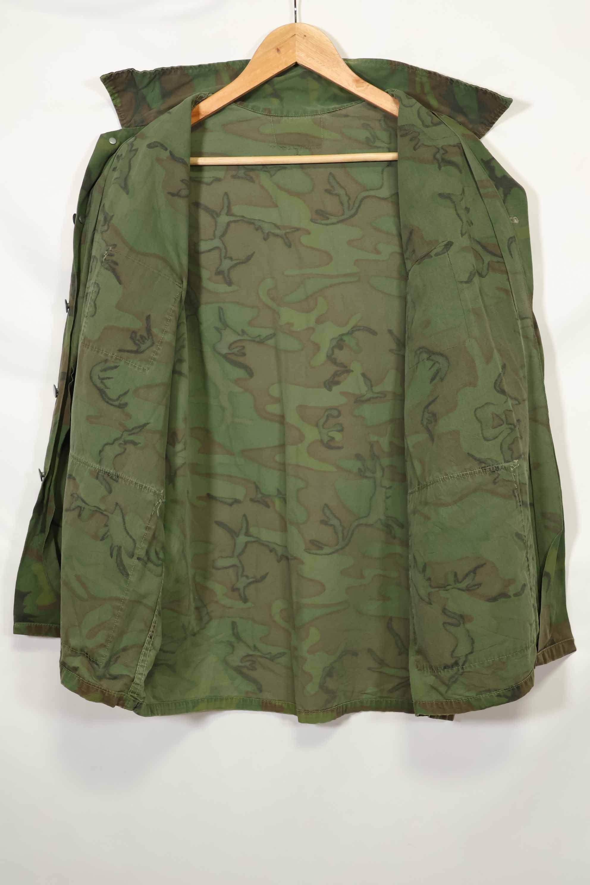 1960年代〜70年代 薄手生地 ハンティングシャツ インビジブルリーフ迷彩 半袖カスタム 中古品  B