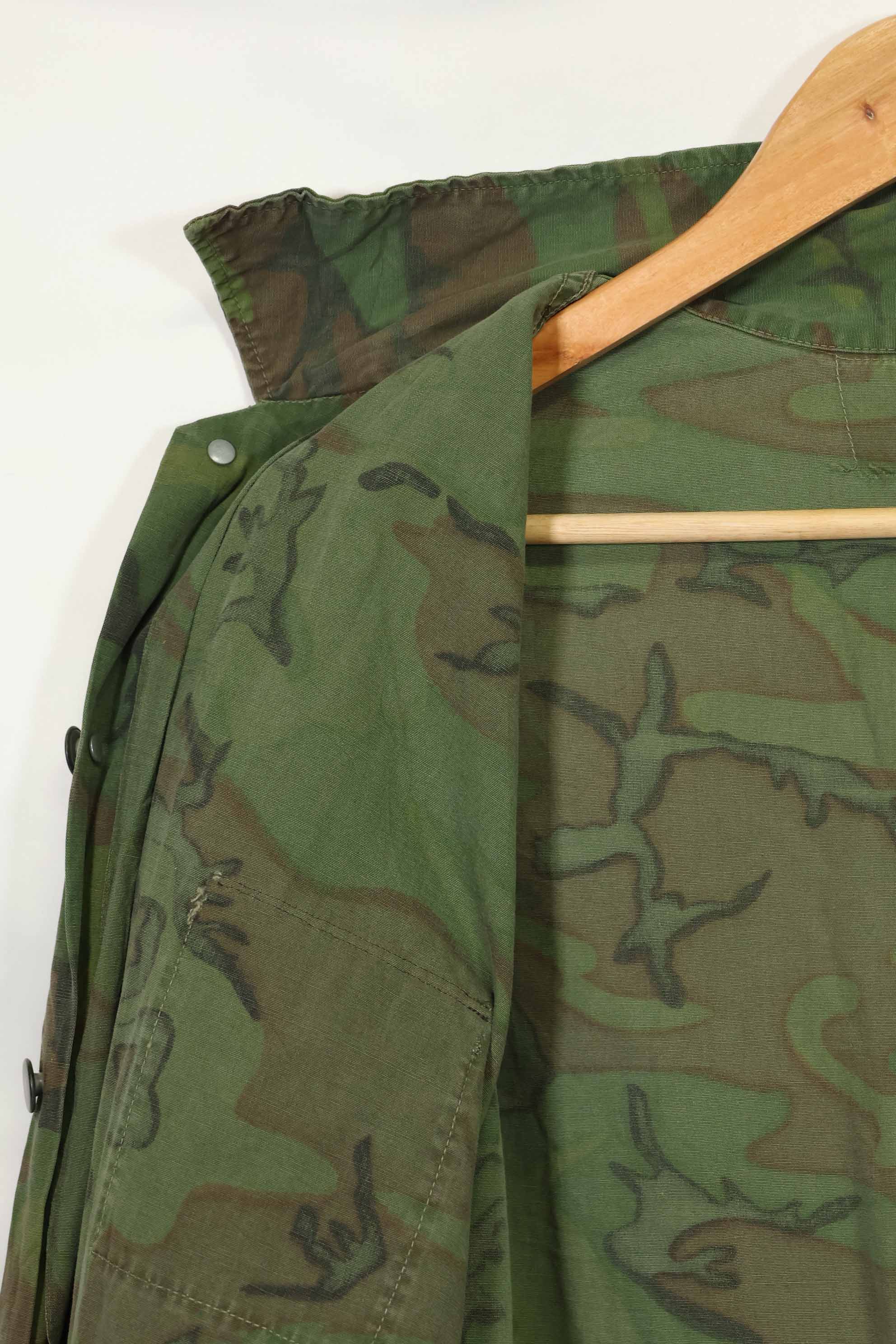 1960年代〜70年代 薄手生地 ハンティングシャツ インビジブルリーフ迷彩 半袖カスタム 中古品  B