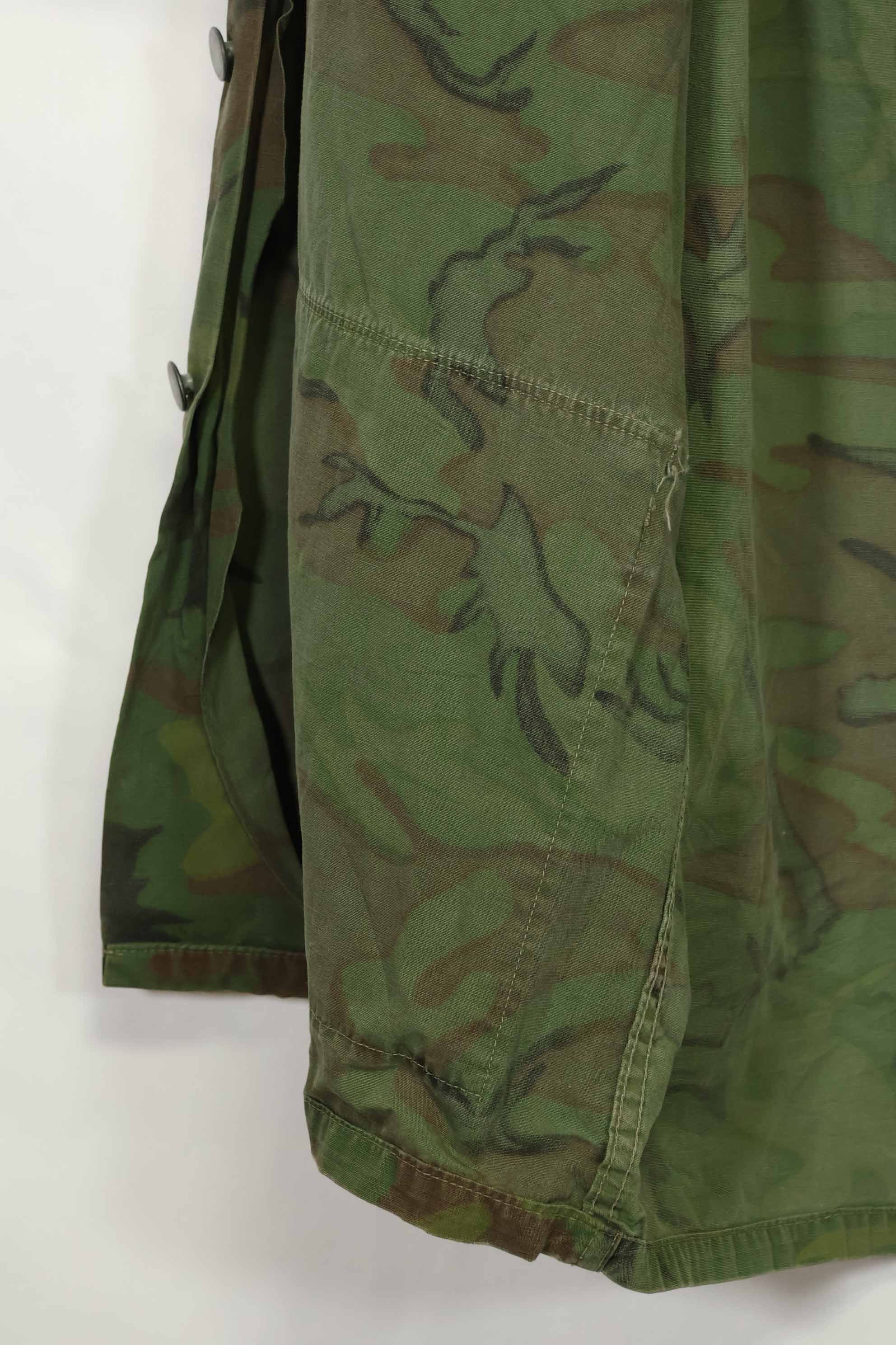 1960年代〜70年代 薄手生地 ハンティングシャツ インビジブルリーフ迷彩 半袖カスタム 中古品  B