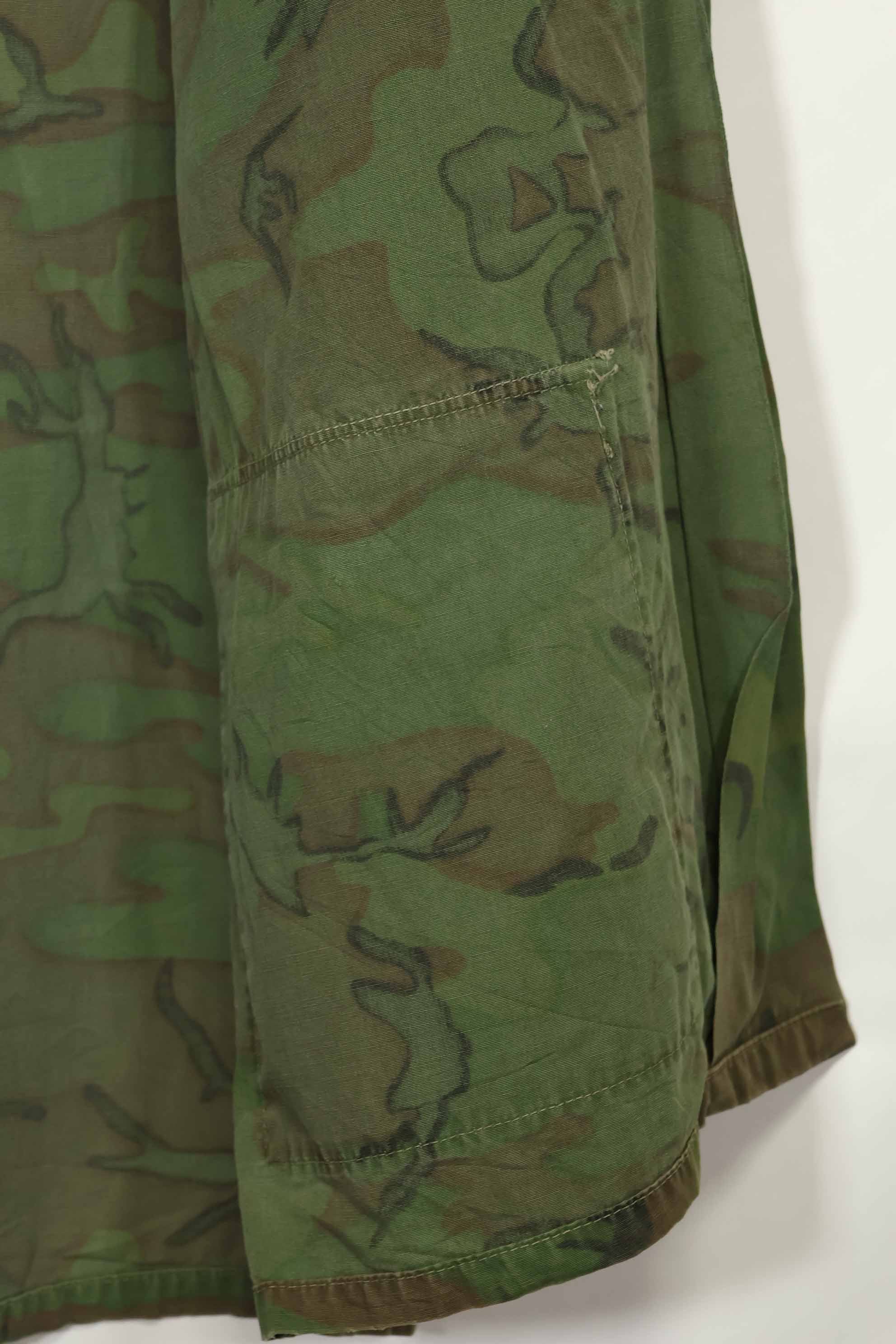 1960年代〜70年代 薄手生地 ハンティングシャツ インビジブルリーフ迷彩 半袖カスタム 中古品  B