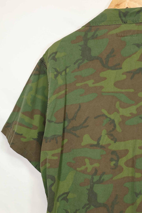 1960年代〜70年代 薄手生地 ハンティングシャツ インビジブルリーフ迷彩 半袖カスタム 中古品  B