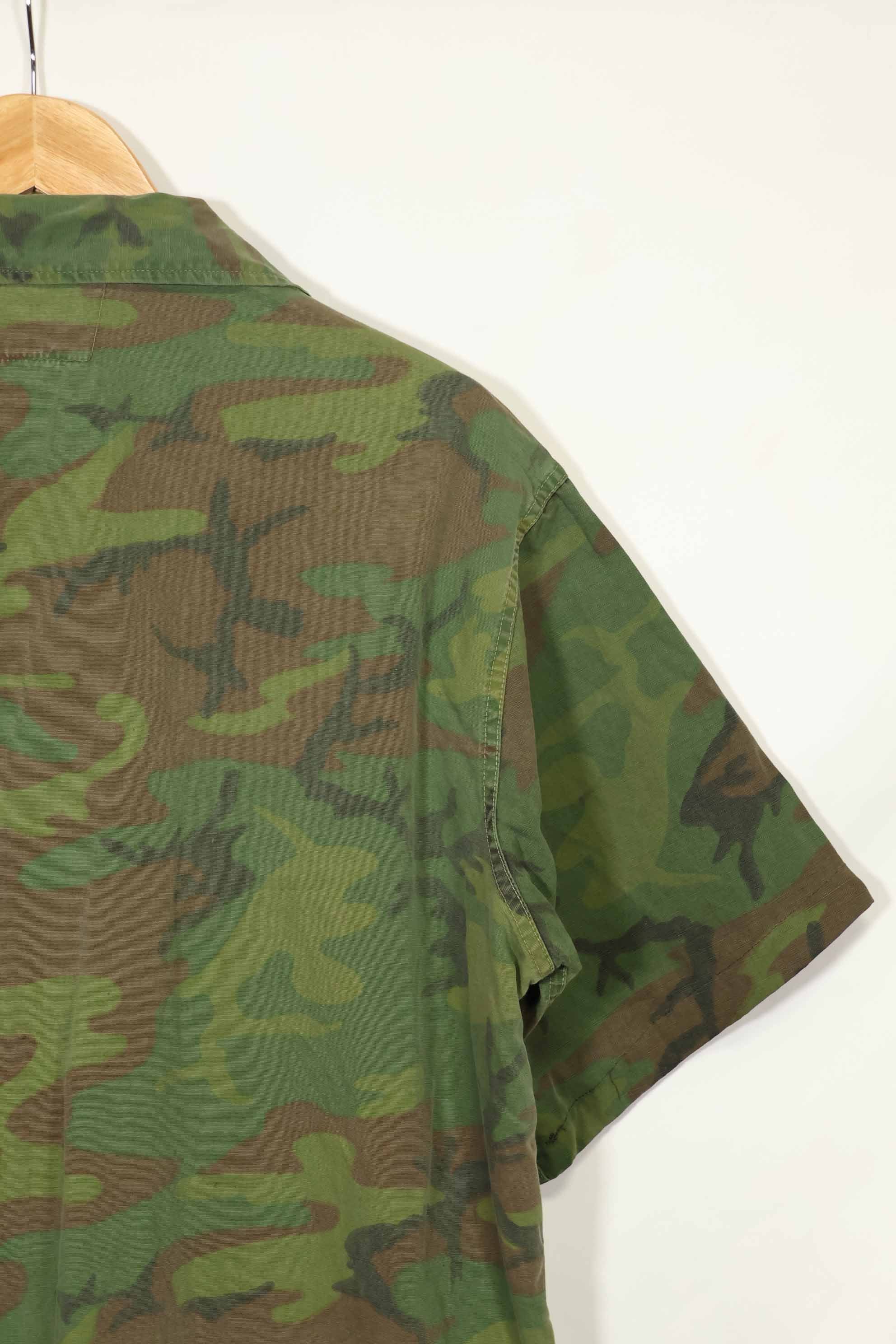 1960年代〜70年代 薄手生地 ハンティングシャツ インビジブルリーフ迷彩 半袖カスタム 中古品  B