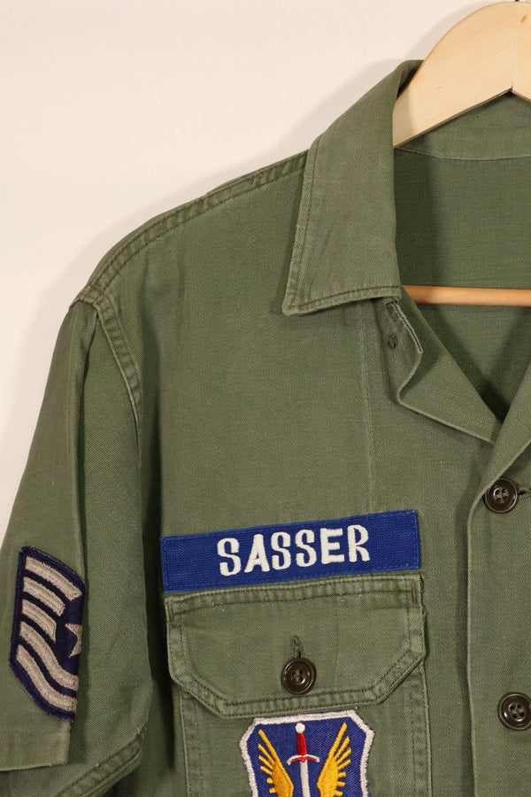 実物 1960年代ロット OG-107 USAF ユーティリティシャツ 直接刺繍あり