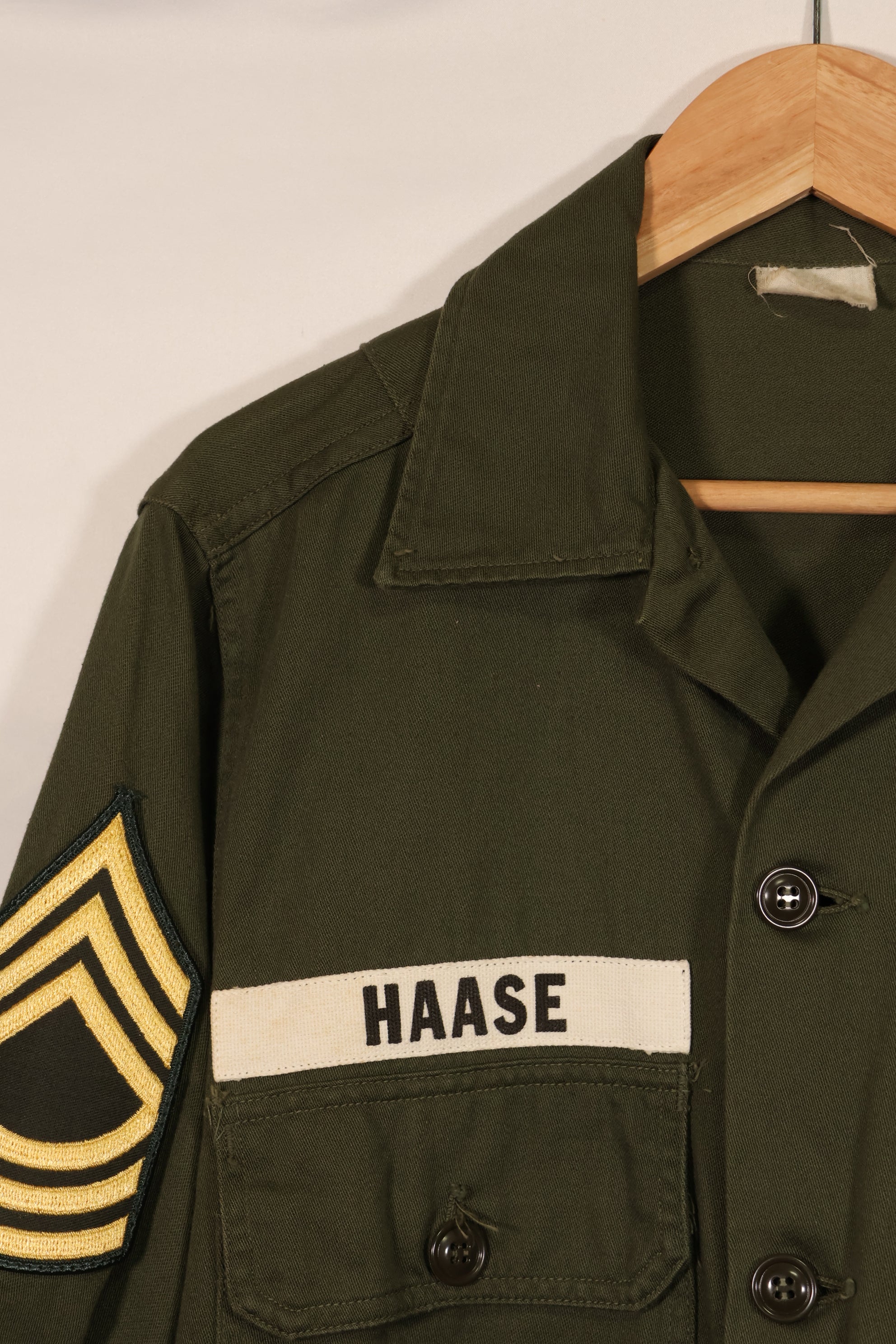 実物 アメリカ陸軍 OG-107 ユーティリティシャツ パッチ付 パッチ後付け 中古品