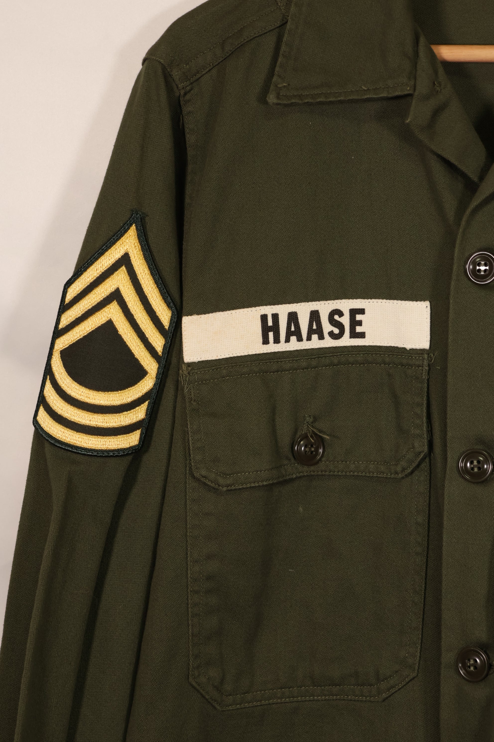 実物 アメリカ陸軍 OG-107 ユーティリティシャツ パッチ付 パッチ後付け 中古品