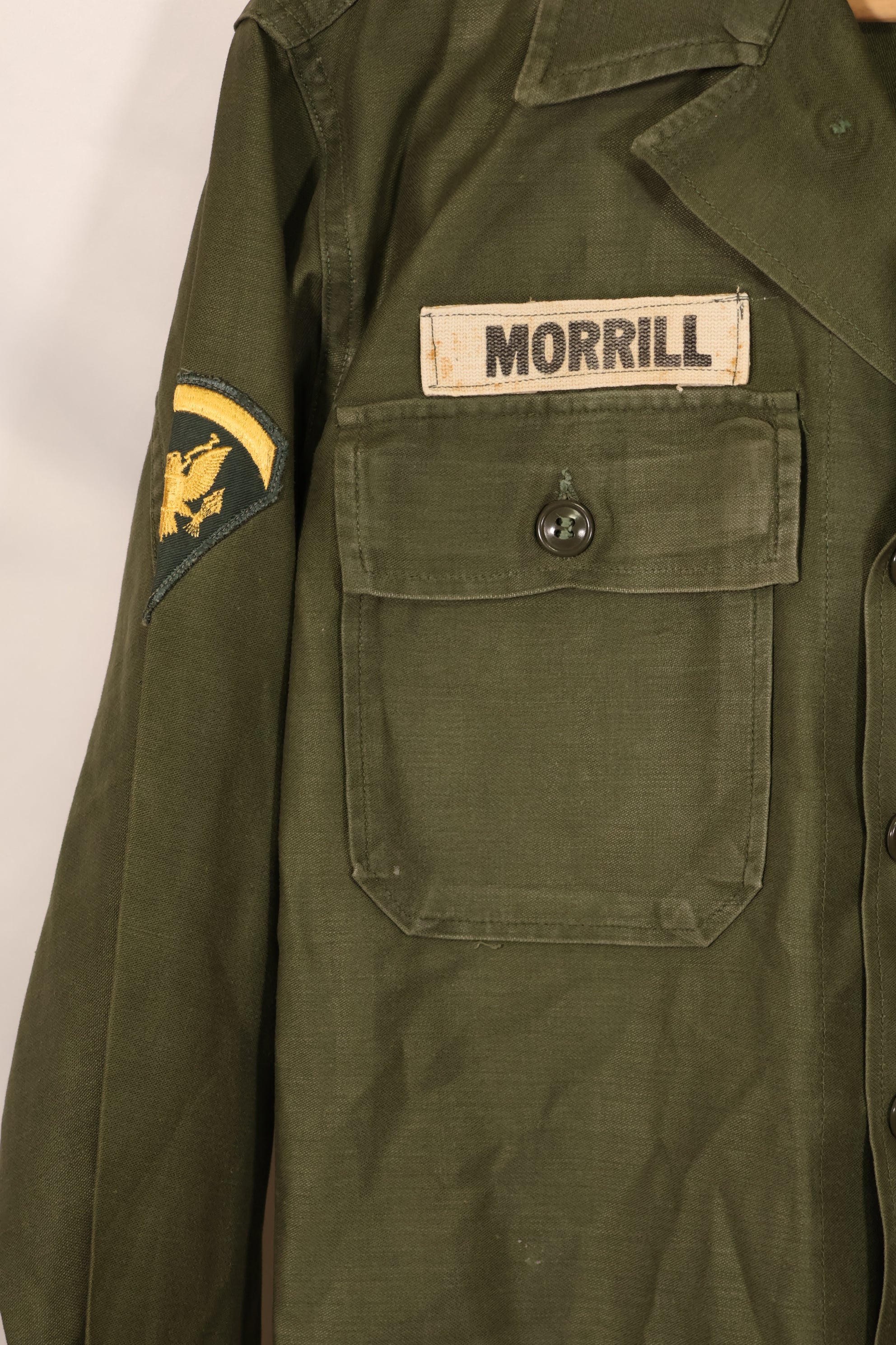 実物 1963年製 アメリカ陸軍 OG-107 ユーティリティシャツ パッチ付き 中古品