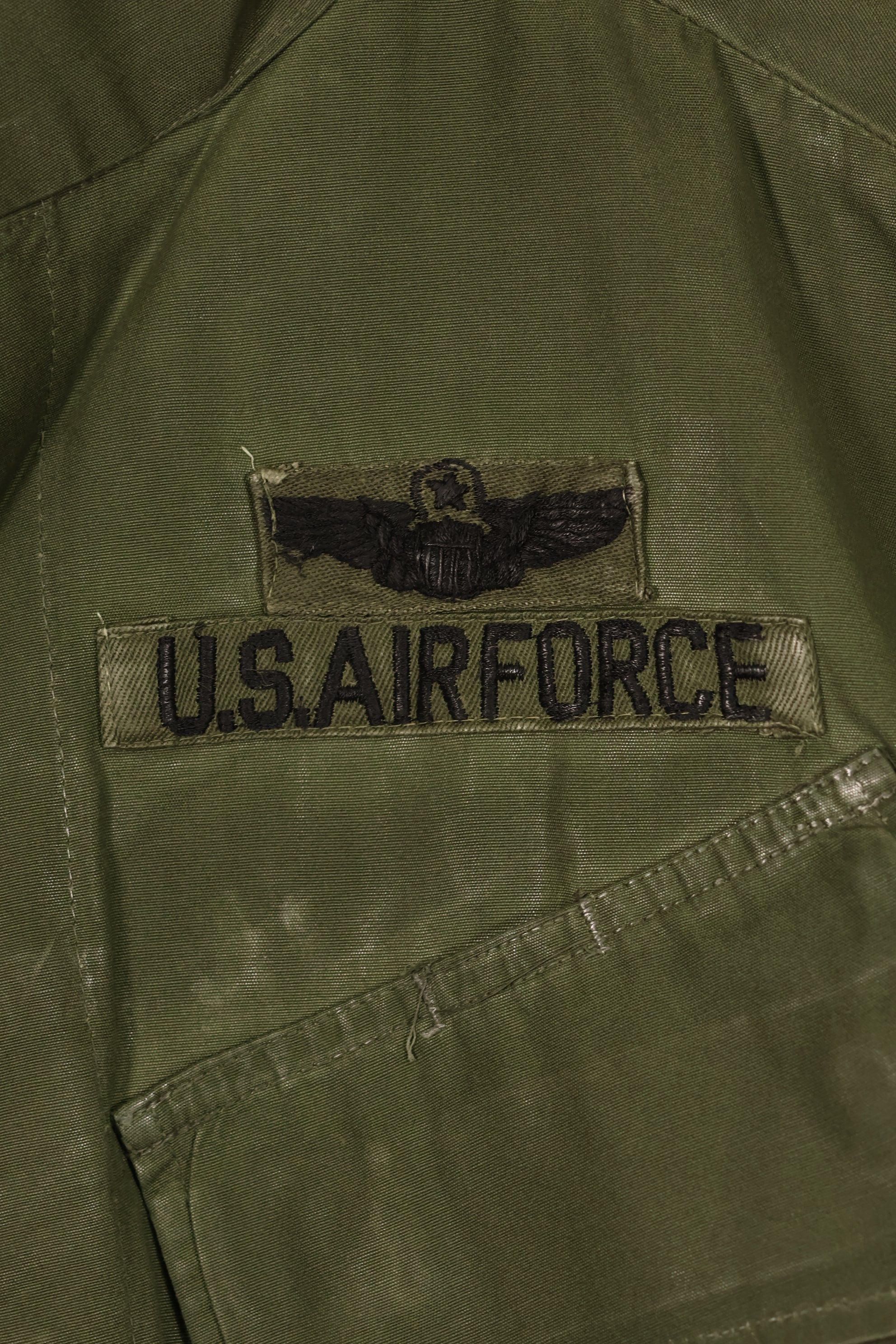 実物 1969年製 3rd Model ジャングルファティーグ 半袖ジャケット M-S USAF パッチ付き 中古品