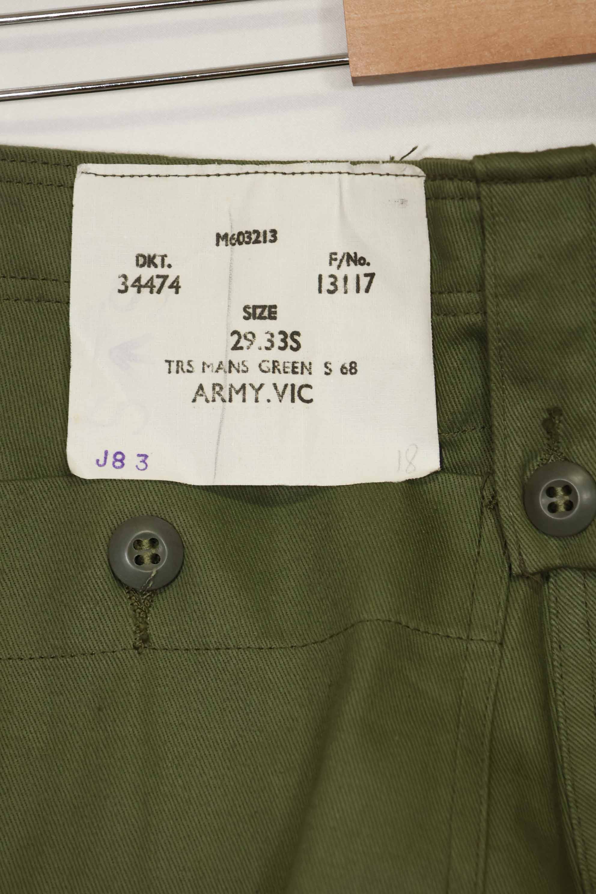 1969年製 デッドストック オーストラリア軍 OD ファティーグパンツ 未使用品