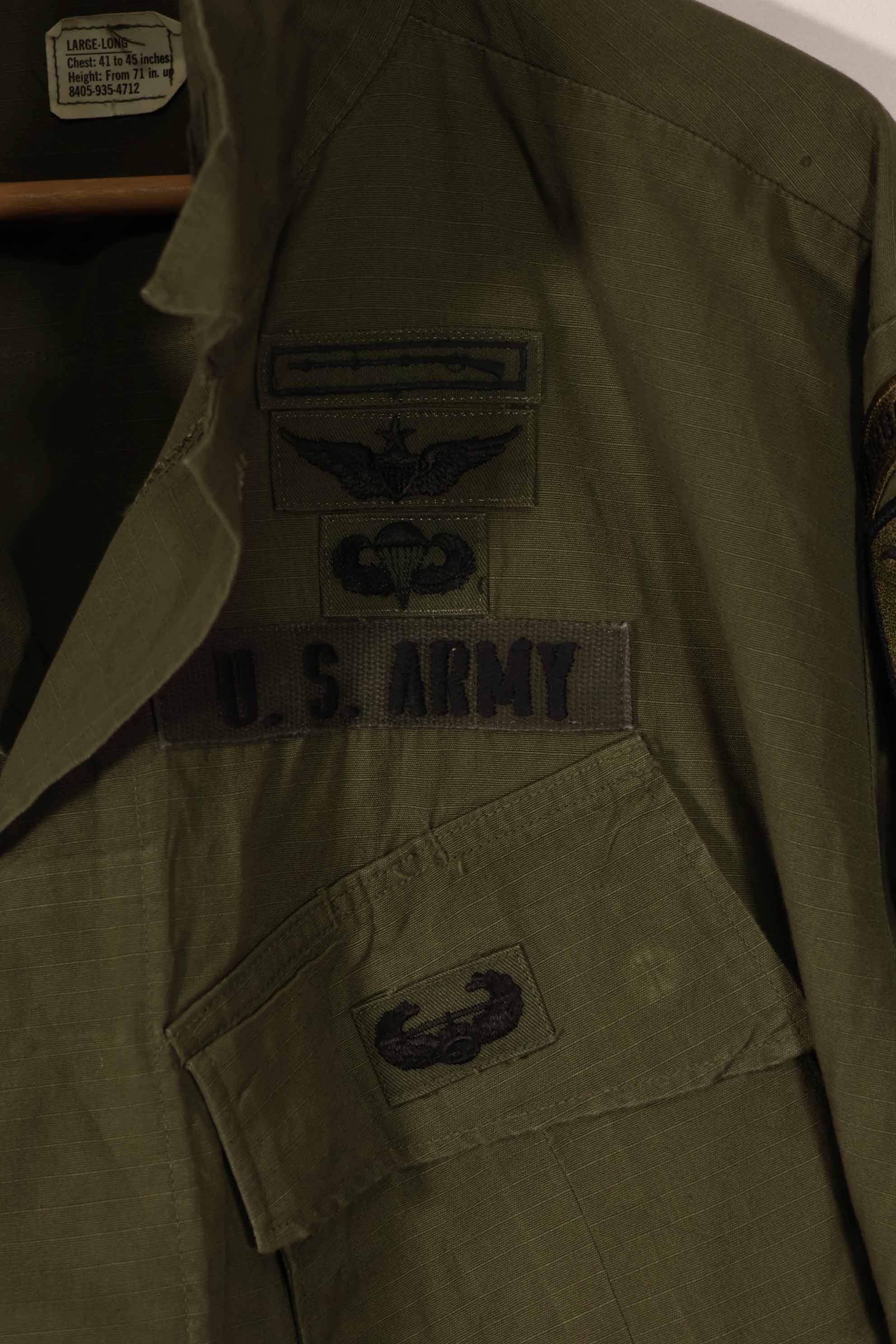 実物 1969年製 4th Model ジャングルファティーグ ジャケット L-L 陸軍パッチ付 中古品