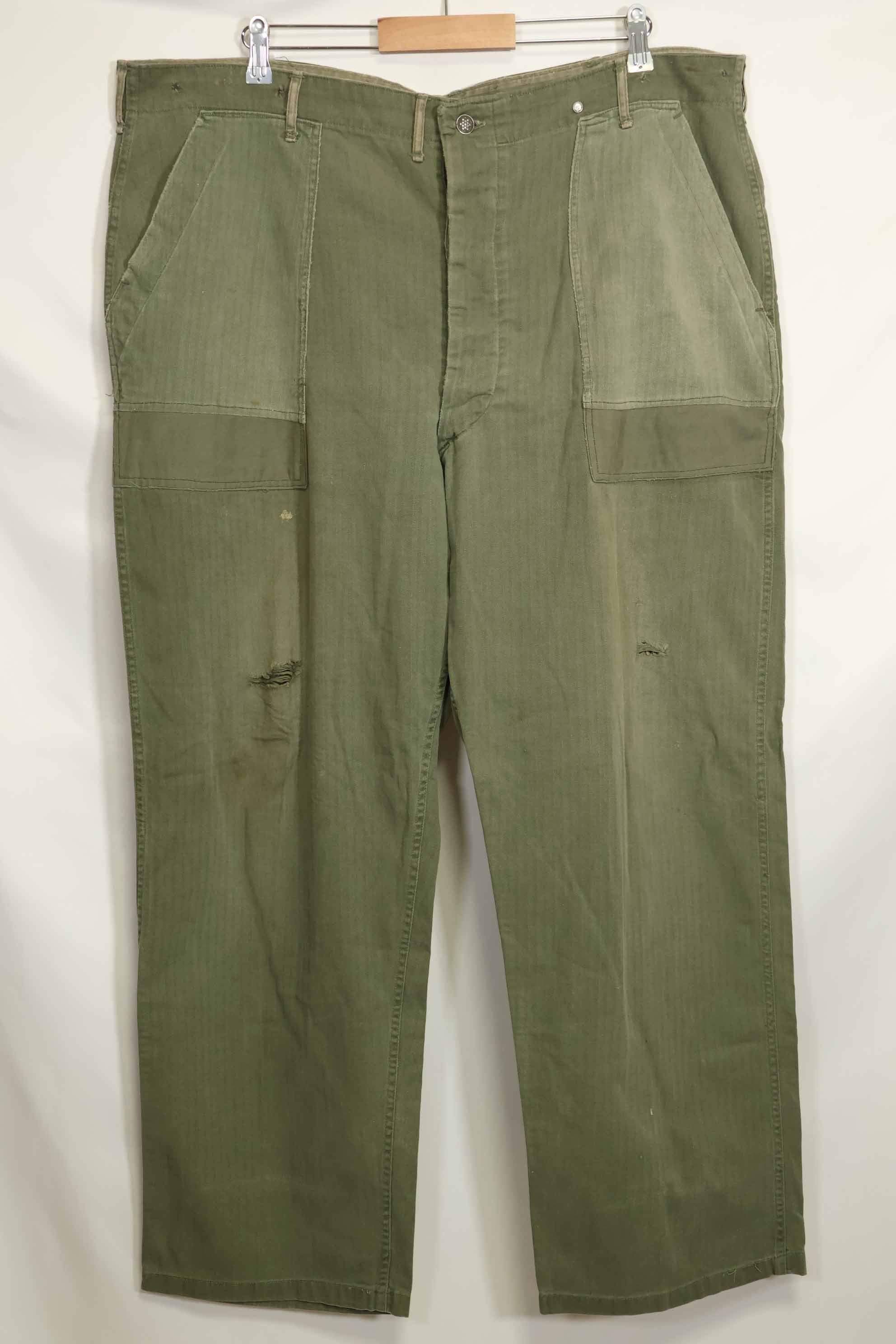 1940年代 アメリカ陸軍 HBT ユーティリティパンツ 大きめサイズ 傷あり 中古品