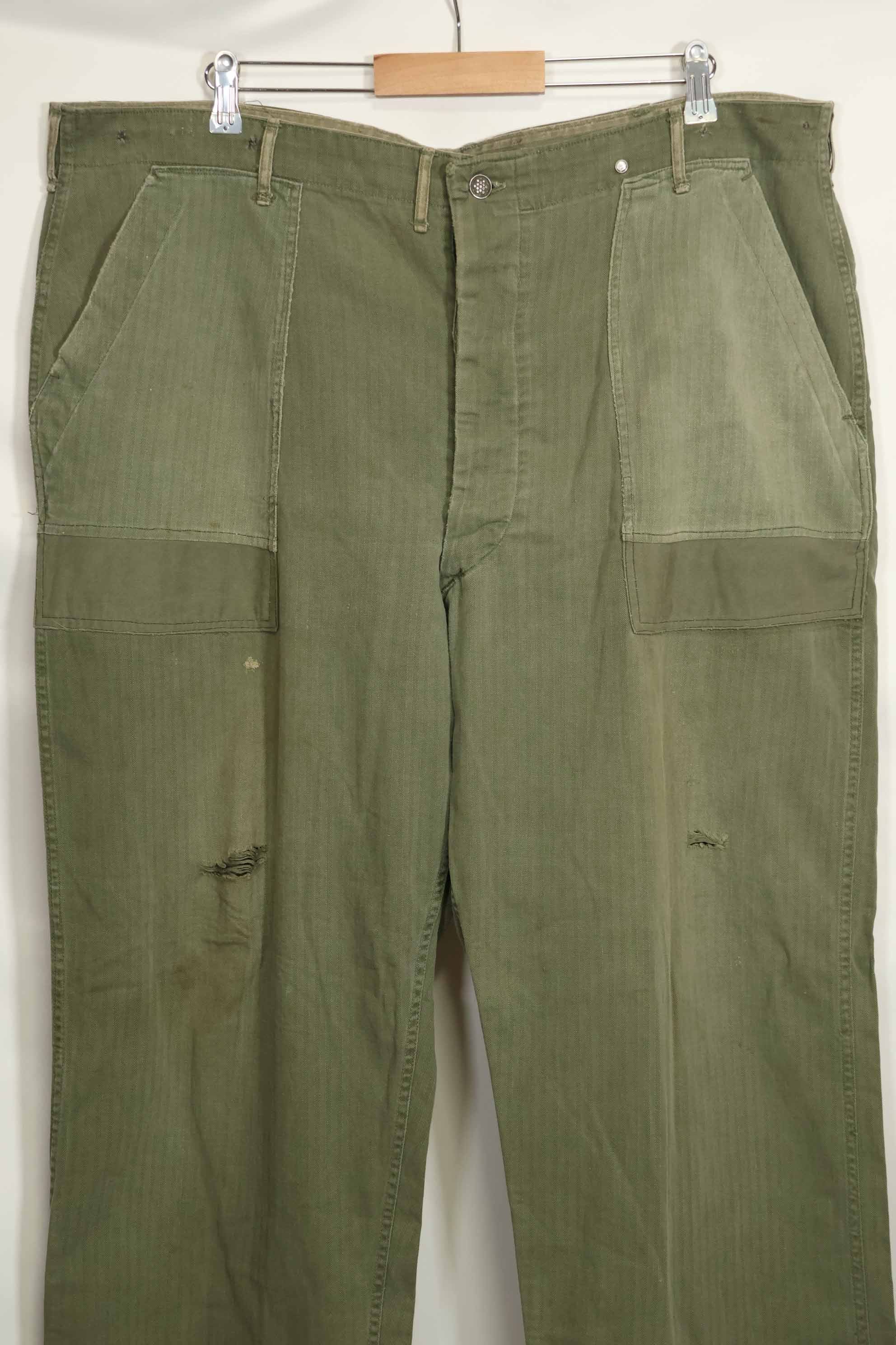 1940年代 アメリカ陸軍 HBT ユーティリティパンツ 大きめサイズ 傷あり 中古品