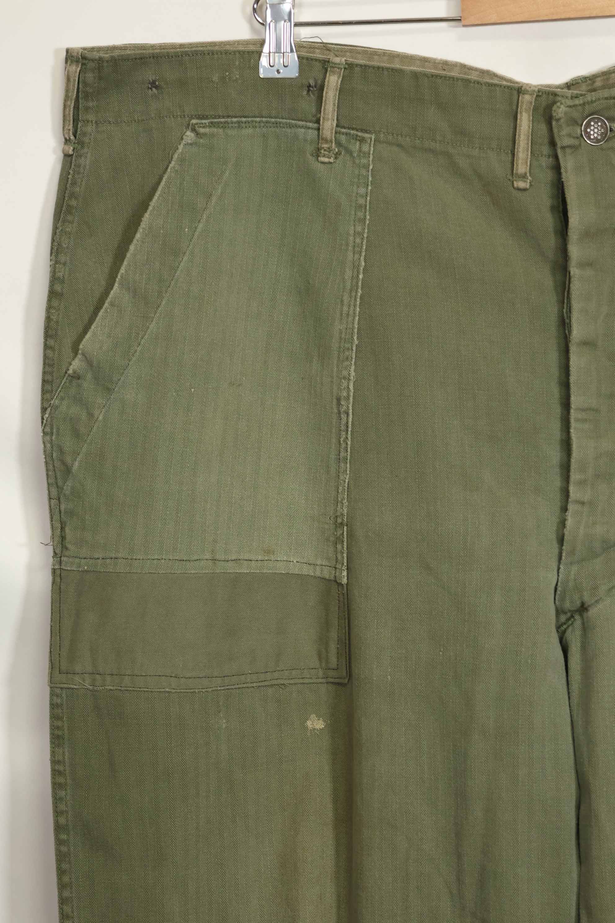 1940年代 アメリカ陸軍 HBT ユーティリティパンツ 大きめサイズ 傷あり 中古品
