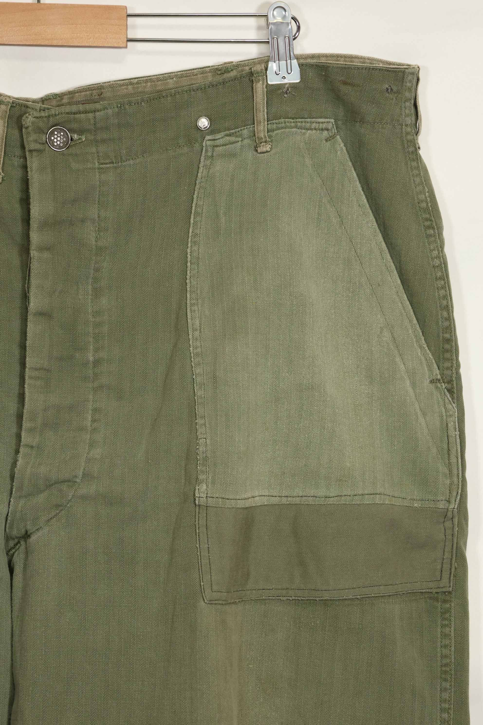 1940年代 アメリカ陸軍 HBT ユーティリティパンツ 大きめサイズ 傷あり 中古品