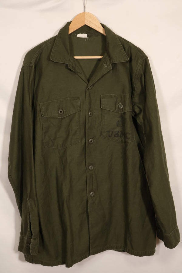 1967年契約 17 1/2 × 36 USMC アメリカ海兵隊 OG-107 ユーティリティシャツ 中古品 大きめサイズ