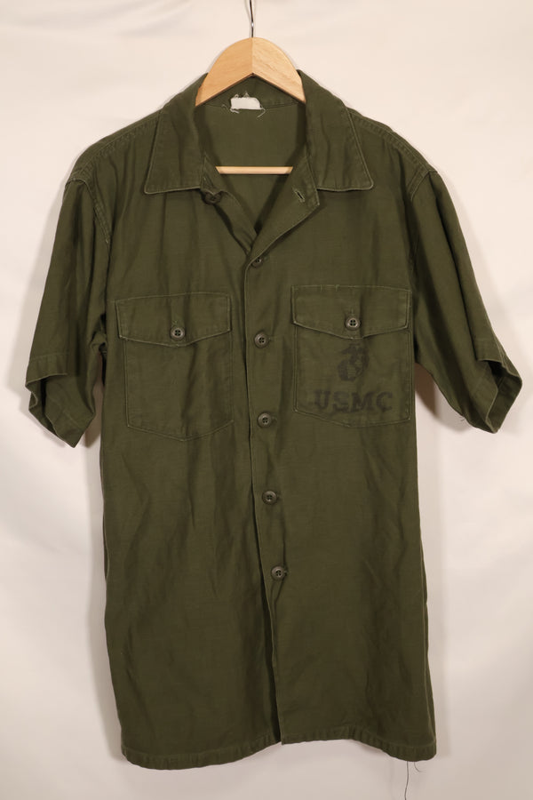 1967年契約 17 1/2 × 36 USMC アメリカ海兵隊 半袖 OG-107 ユーティリティシャツ 中古品 大きめサイズ