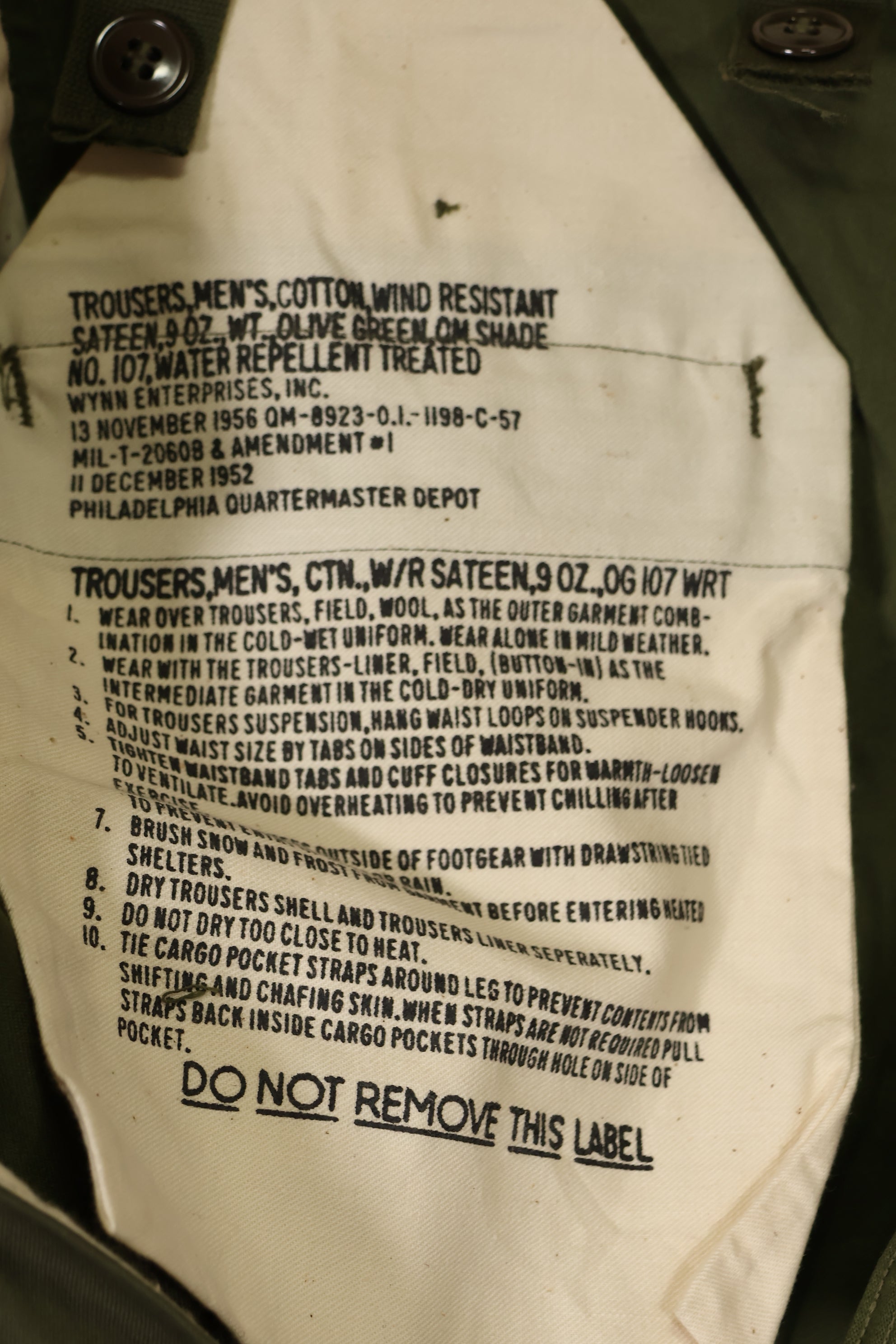 実物 1957年製 M51 コットンフィールドパンツ デッドストック M-R 未使用品