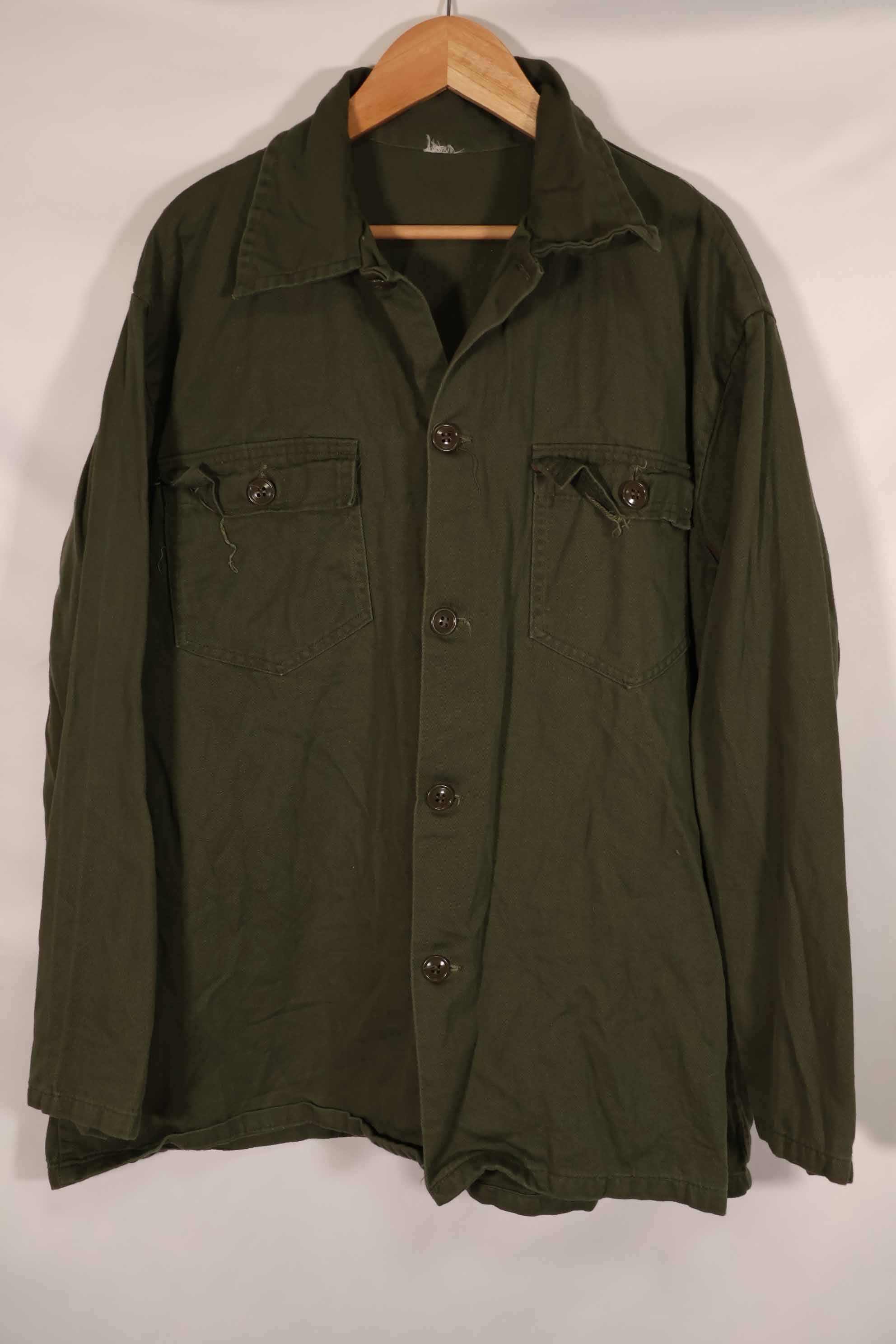 実物 1960年代初頭製 アメリカ軍 OG-107 ユーティリティシャツ サイズタグなし 中古品 C