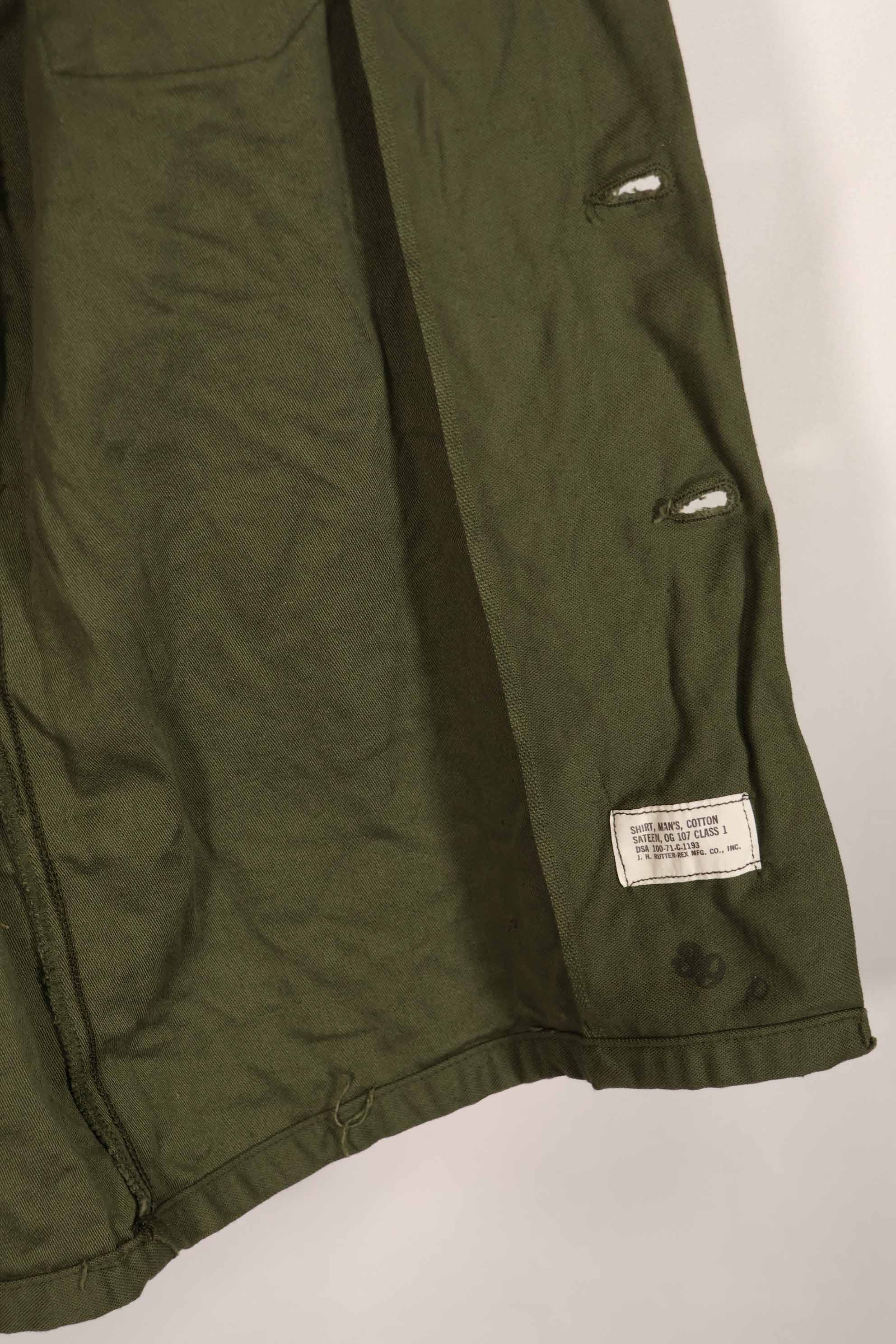 実物 1971年製 アメリカ軍 OG-107 ユーティリティシャツ ほぼ未使用品 A