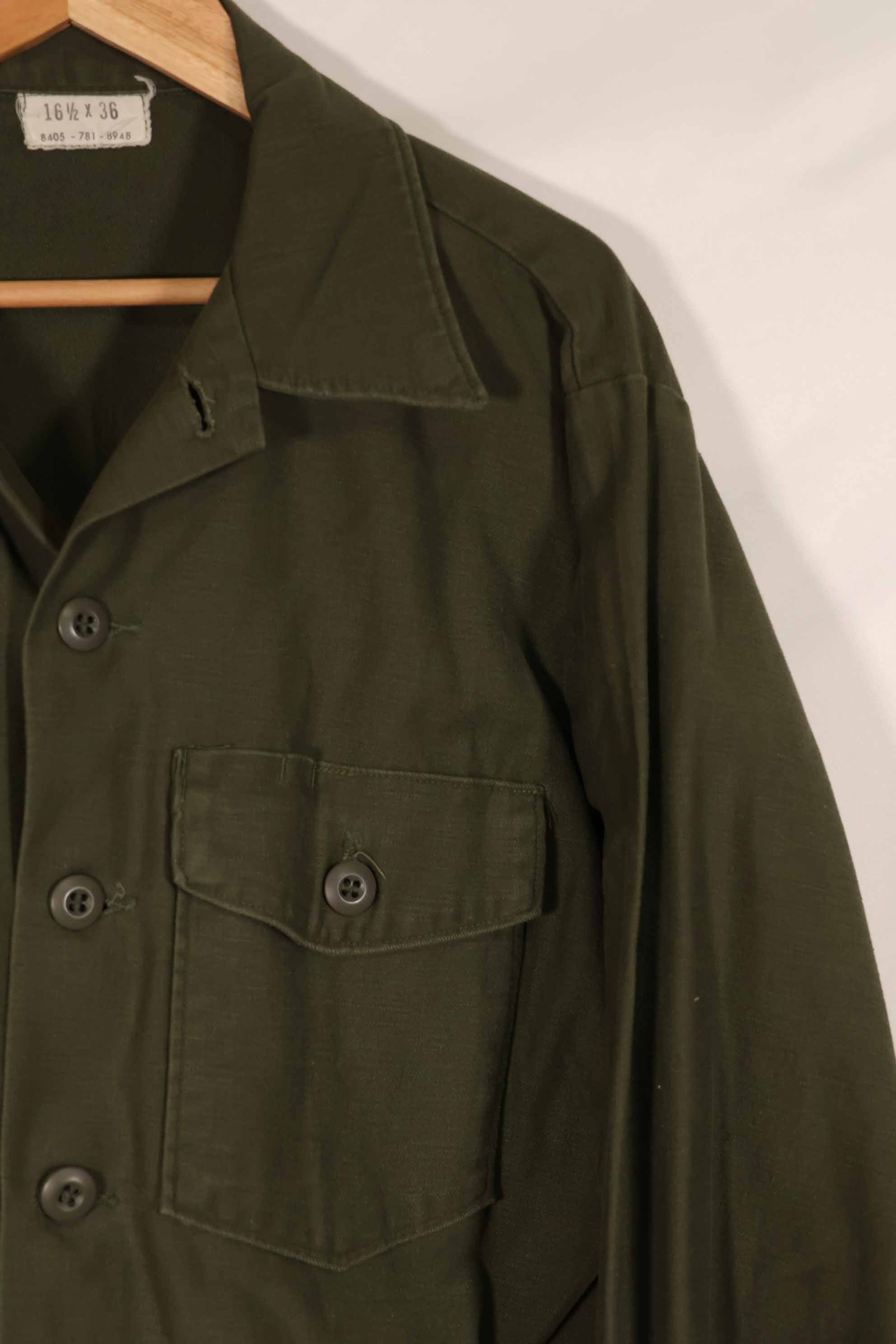 実物 1973年製 アメリカ軍 OG-107 ユーティリティシャツ 16 1/2 x 36 中古品 E