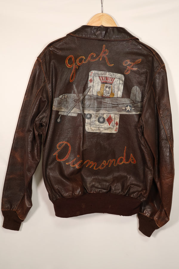 レプリカ アメリカ陸軍航空隊 USAAF A-2 レザージャケット ペイント&パッチ付 中古品