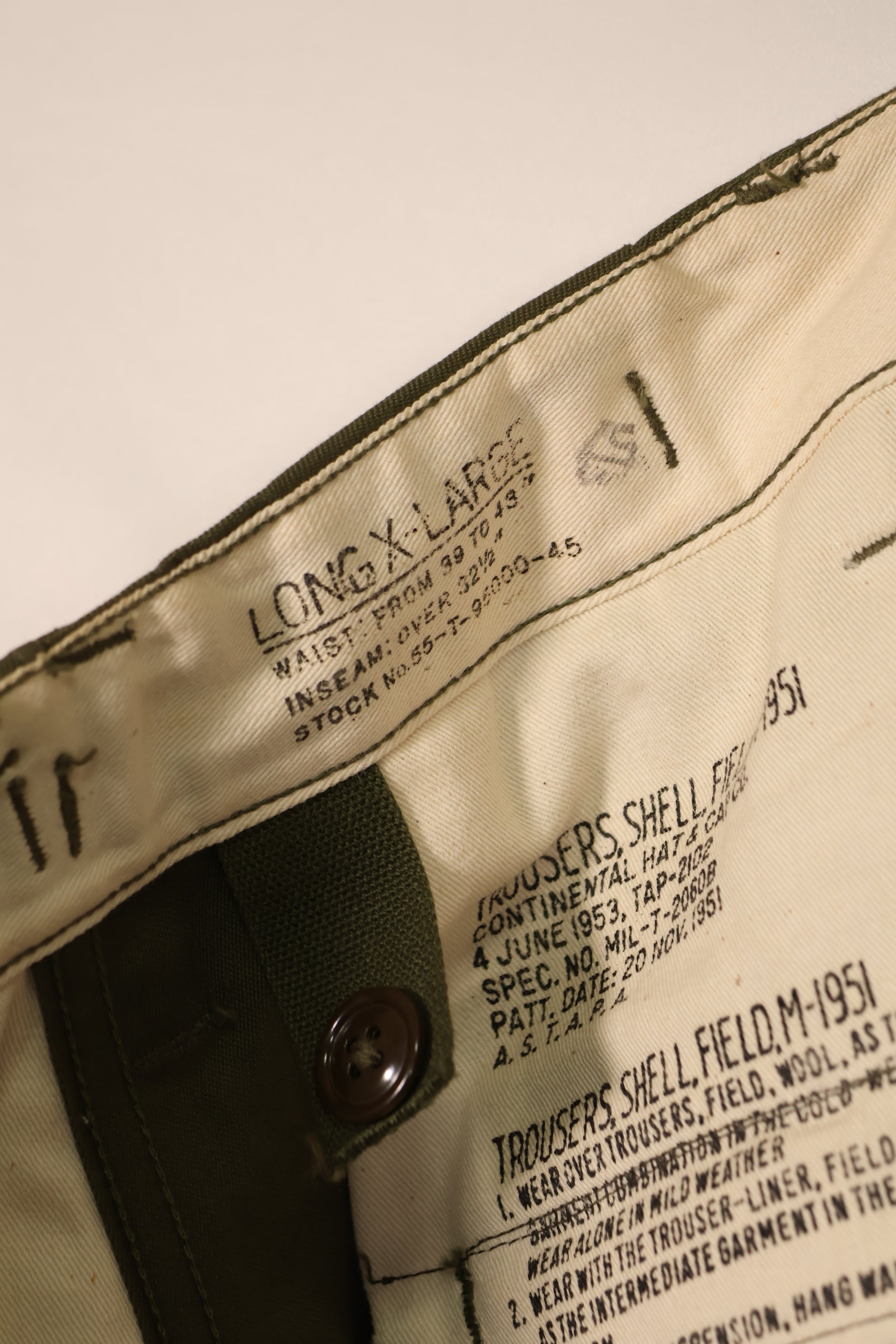 実物 1951年製 M51 コットンフィールドパンツ X-LARGE-LONG デッドストック 未使用品