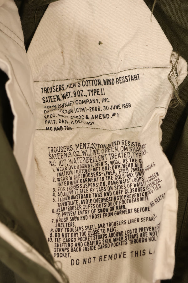 実物 1958年製 M51 コットン フィールドパンツ 中古品 S-R