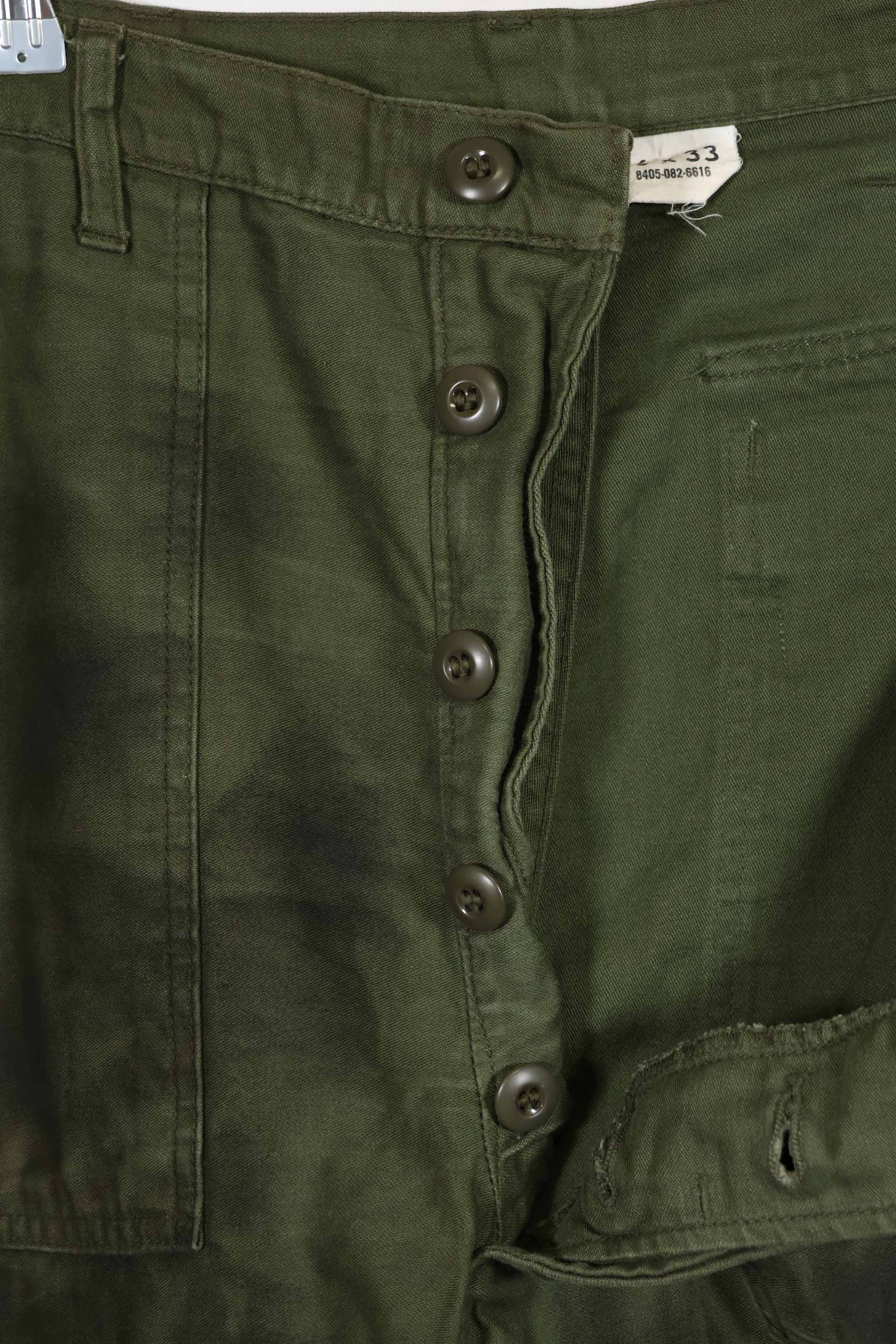 実物 1960年代ロット OG-107 ベイカーパンツ ハンドペイント迷彩 中古品