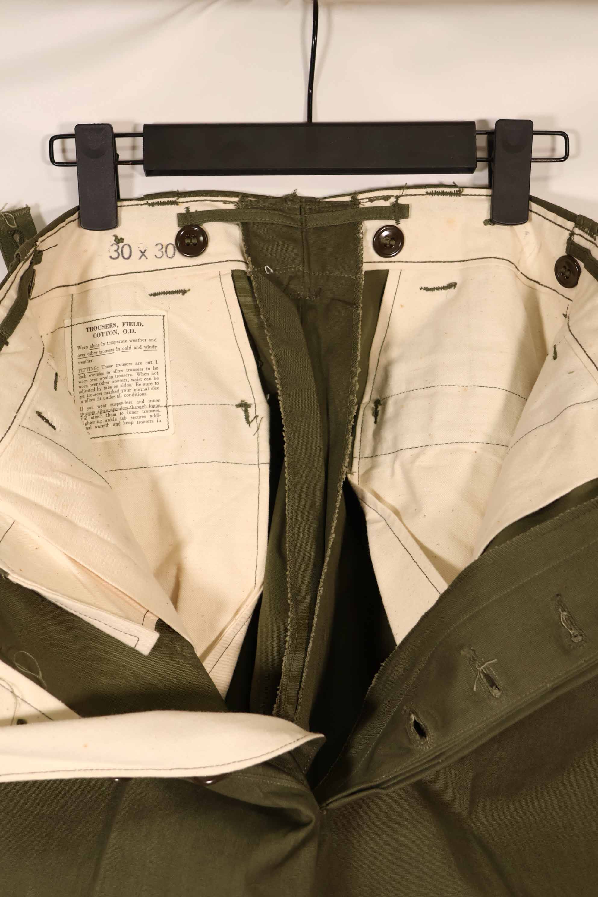 実物 1940年代後半〜50年代前半 M45 ODコットンフィールドパンツ ほぼ未使用 中古品
