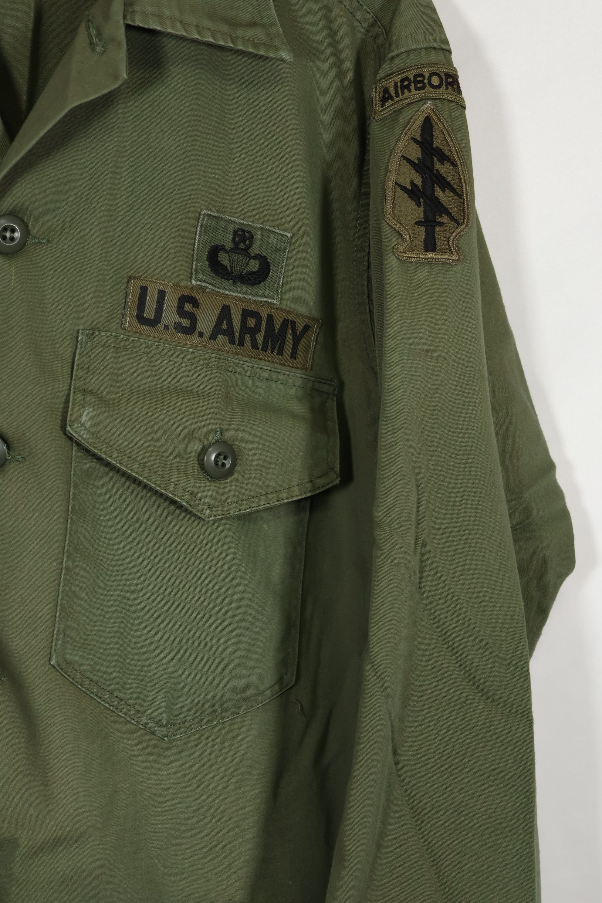 1960年代ロット OG-107 ユーティリティシャツ LOCKE 元SF隊員 放出 中古品 ノーアイロンシャツ A