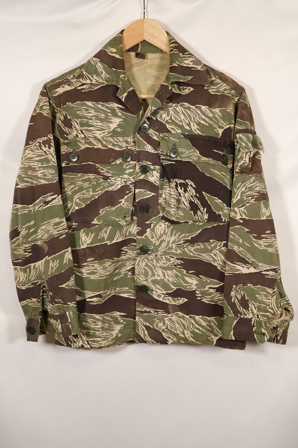 1960年代中頃 USカット 沖縄タイガー ライムグリーンカラー タイガーストライプ シャツ 退色あり 中古品