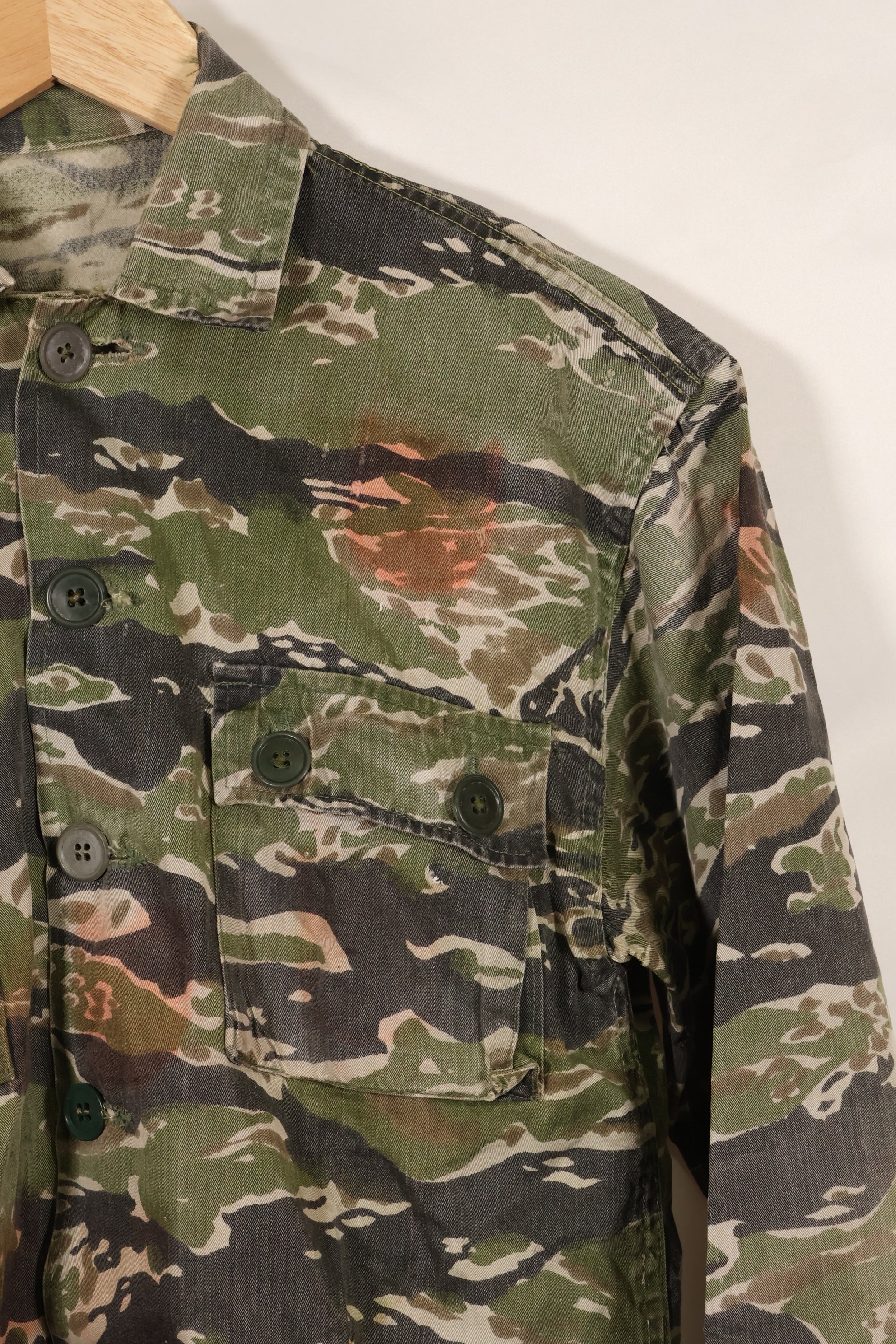 1960年代 タイガーストライプ シャツ CIDGパターン 退色あり 汚れあり 中古品