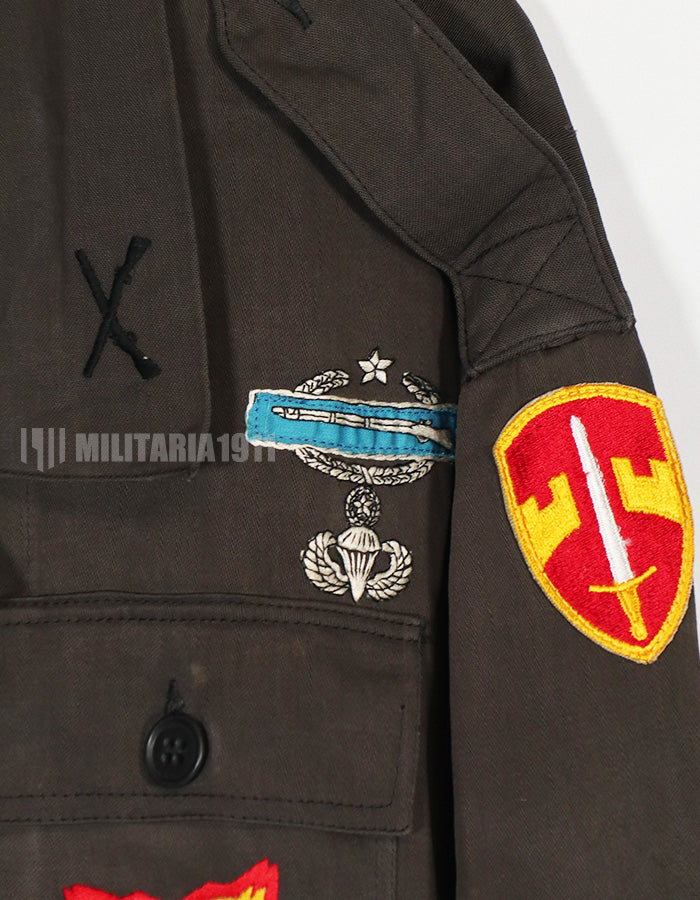 レプリカ MACV SOG 1-0 ブラックジャケット 直接刺繍 古いレプリカ 中古品