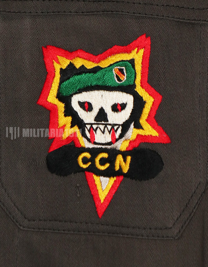 レプリカ MACV SOG 1-0 ブラックジャケット 直接刺繍 古いレプリカ 中古品