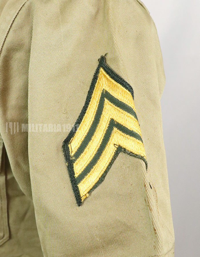 実物 アメリカ陸軍 コットンカーキシャツ サービスシャツ 階級章 パッチ付き 1st Signal Bde
