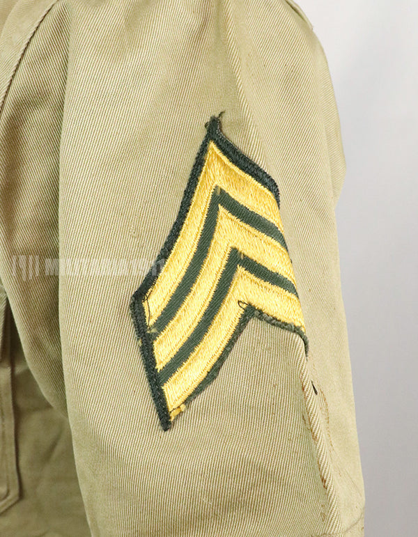 実物 アメリカ陸軍 コットンカーキシャツ サービスシャツ 階級章 パッチ付き 1st Signal Bde
