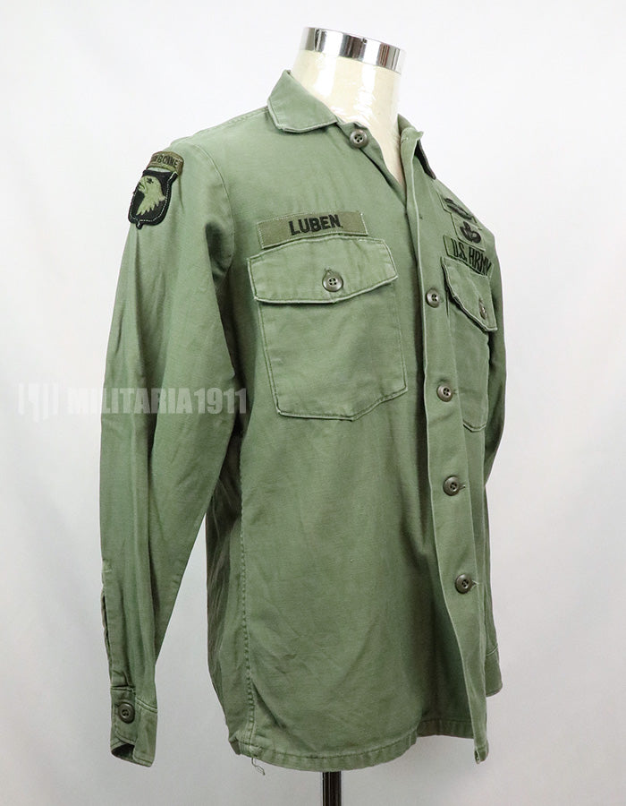 実物 アメリカ陸軍 ユーティリティシャツ OG-107  第一師団パッチなど徽章付(後付け)